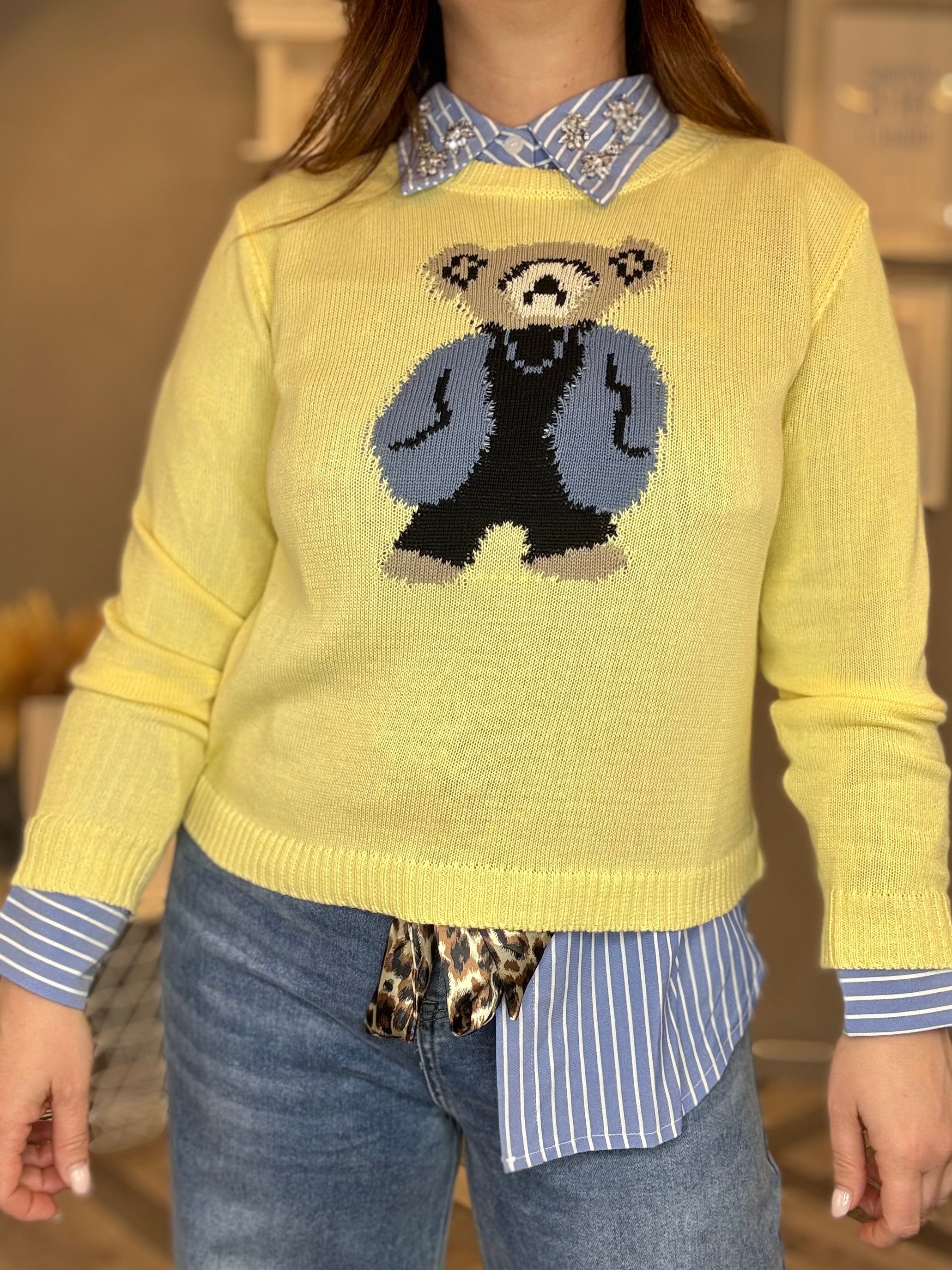 Maglioncino giallo con orsetto carta da zucchero