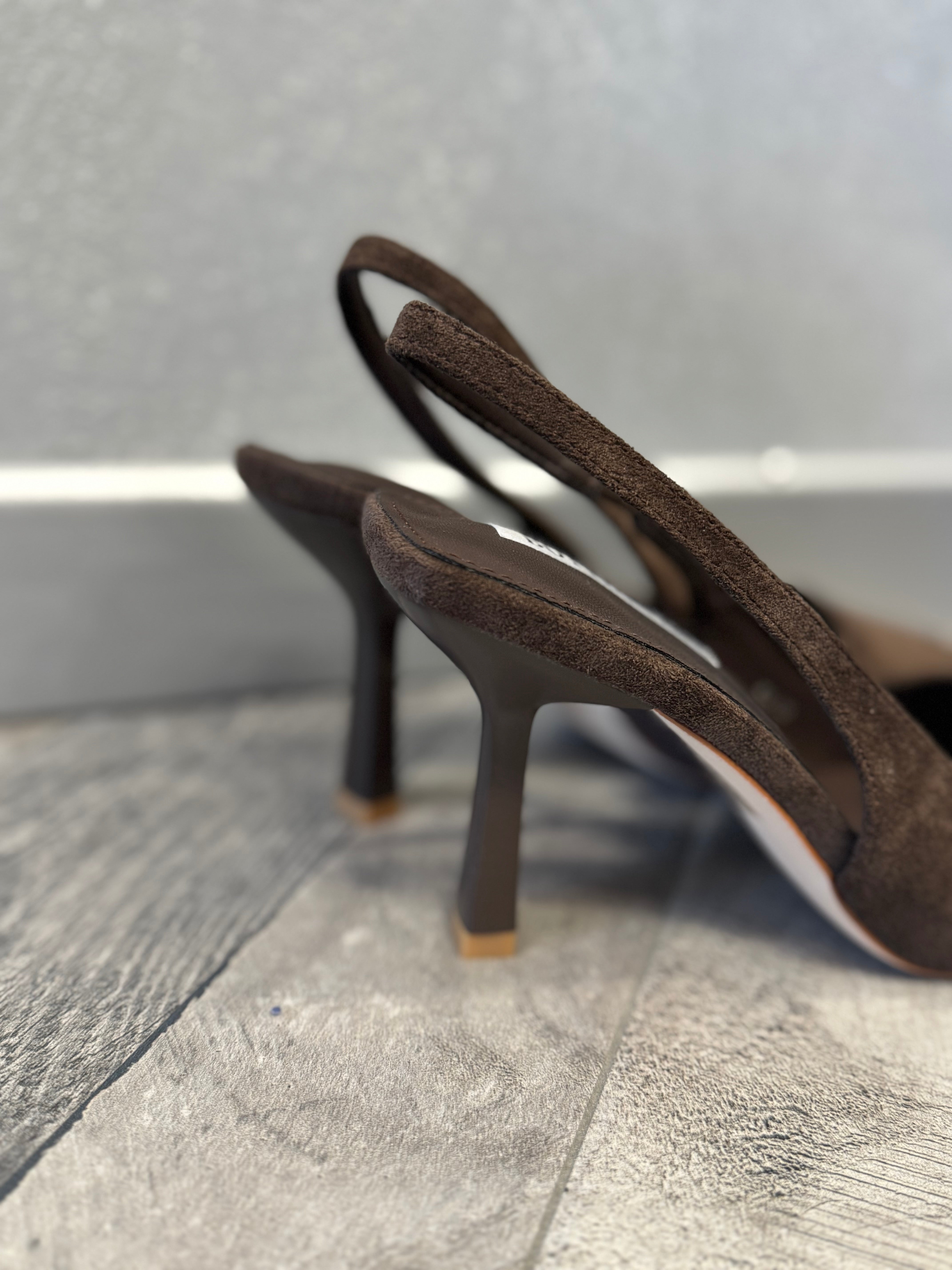 Slingback in eco suede moro