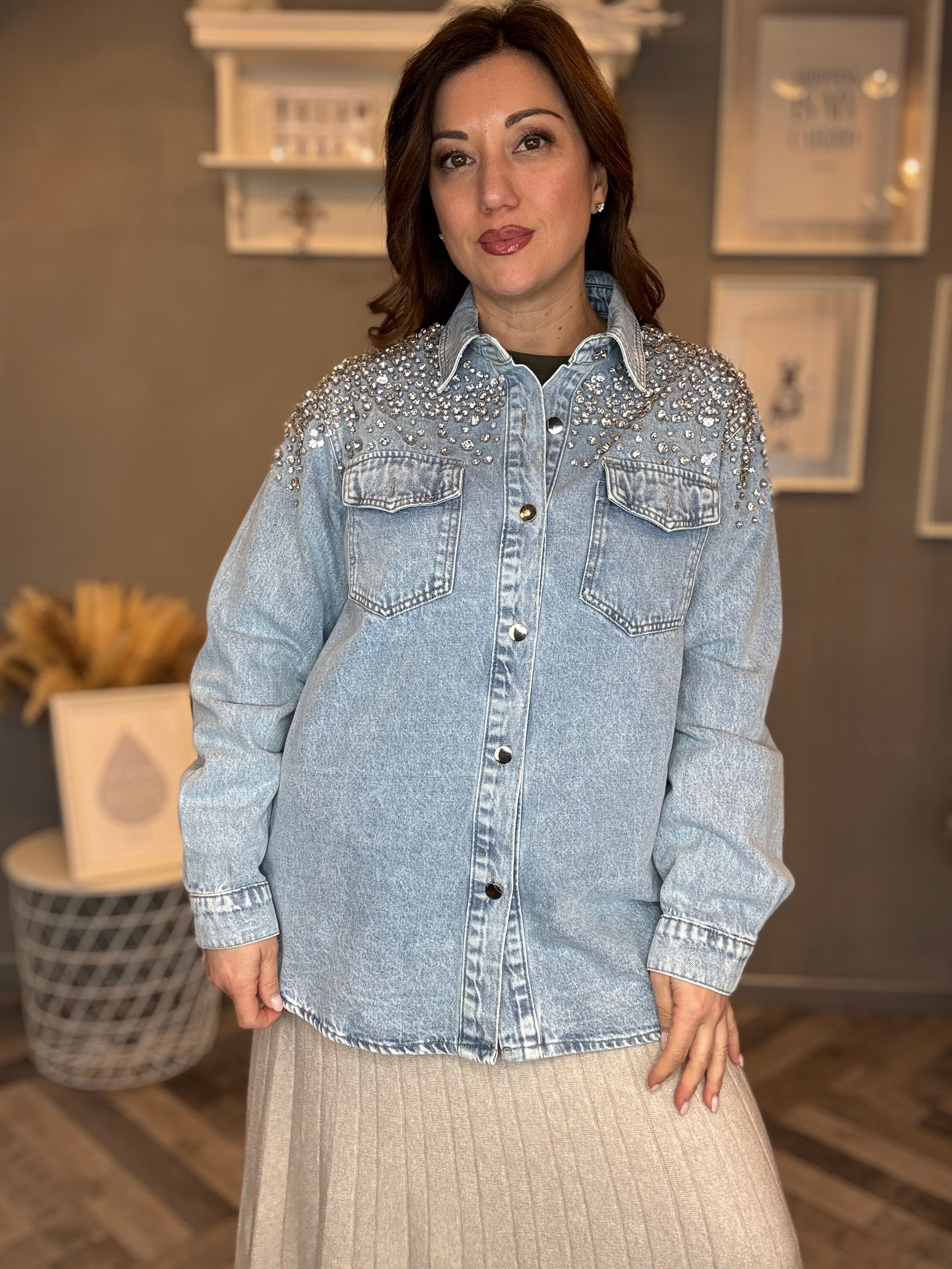 Giacca camicia in denim Diamonds