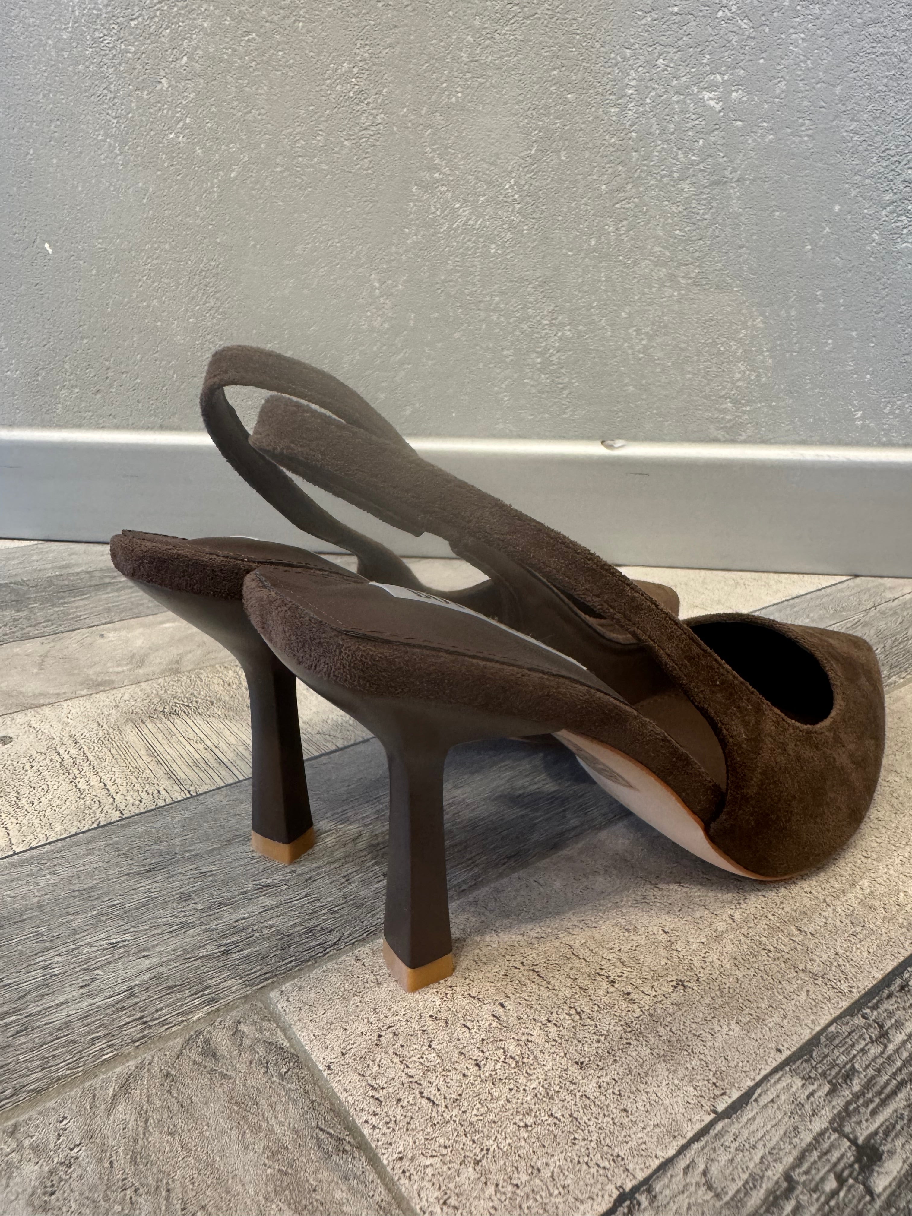 Slingback in eco suede moro