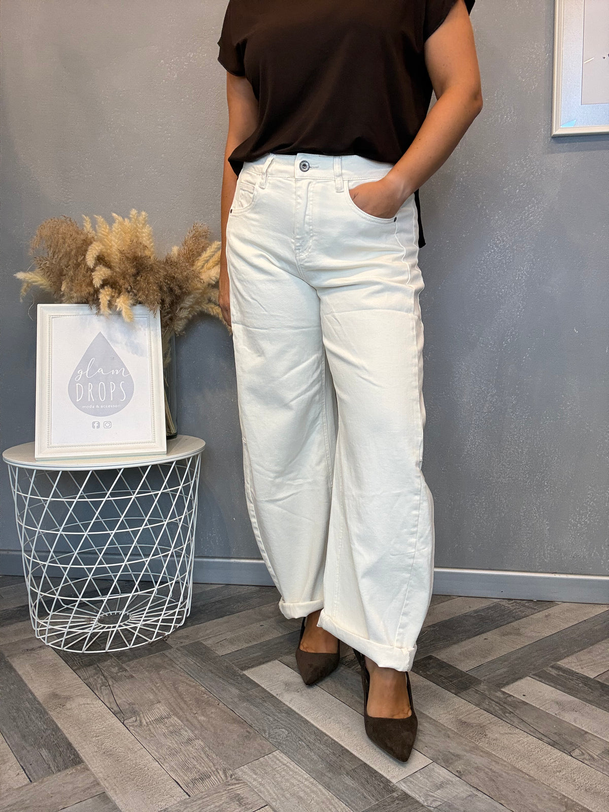 Jeans barrel soft panna