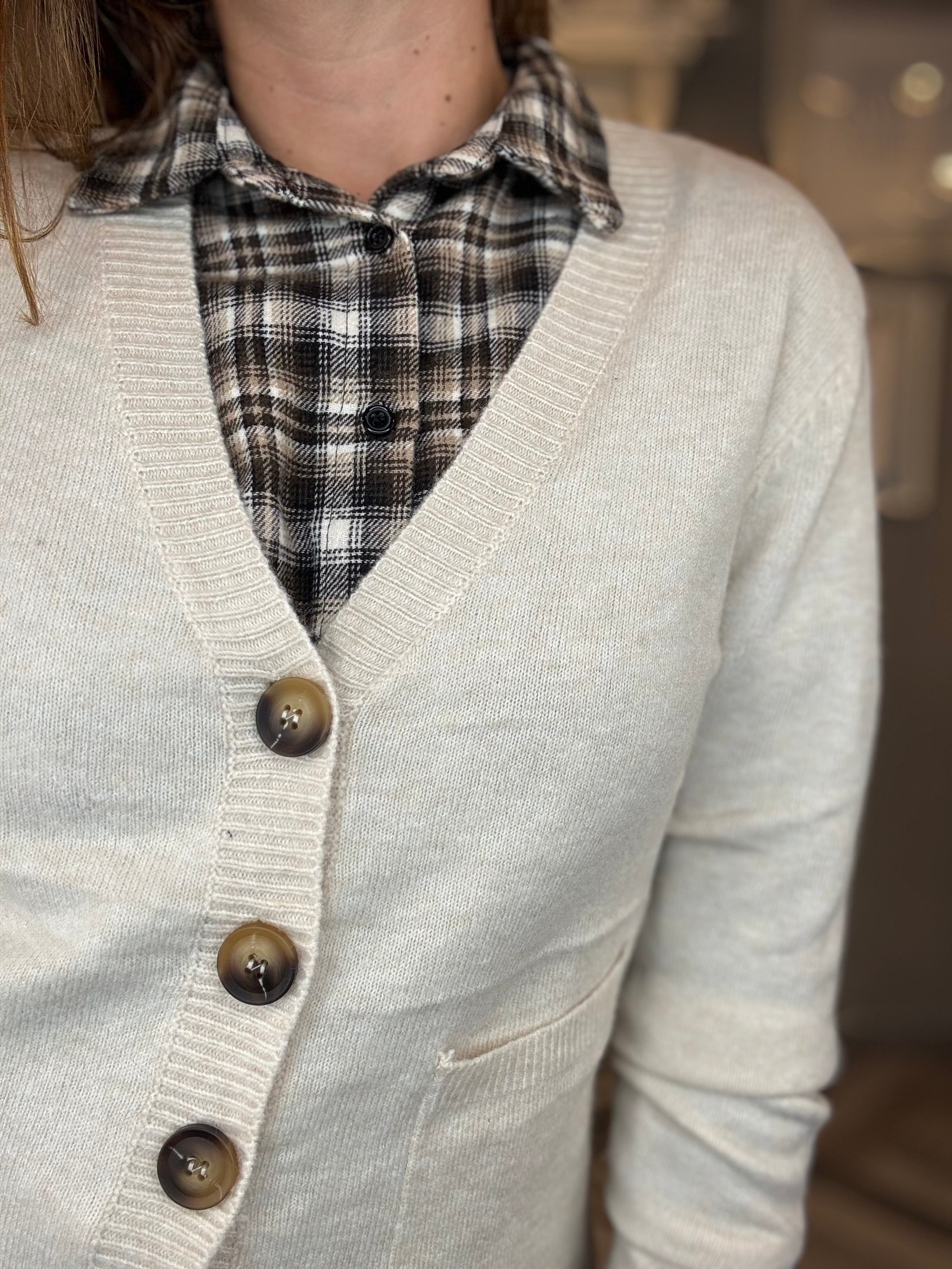 Cardigan basic sabbia