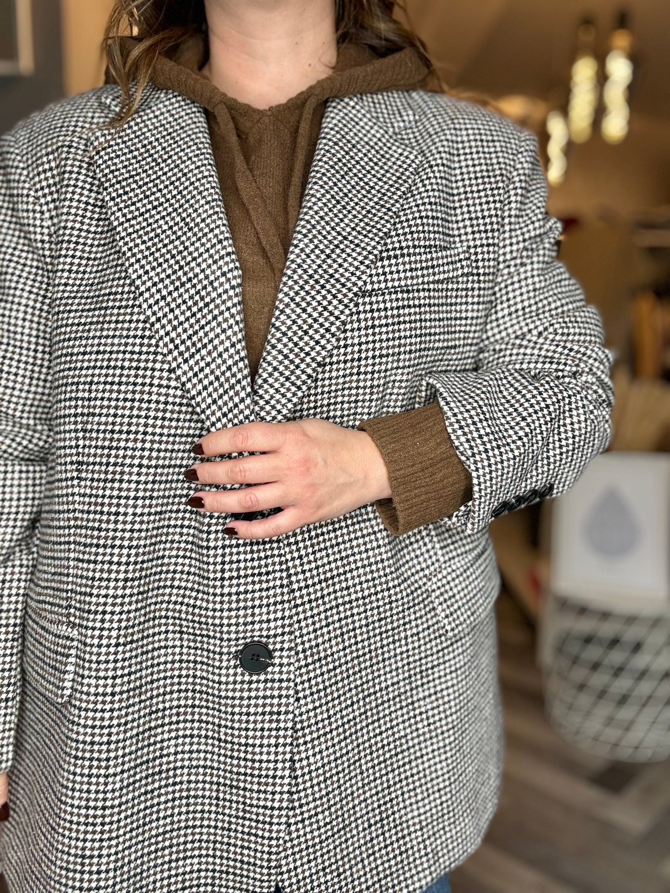 Lumina giacca cappotto over principe di Galles cioccolato