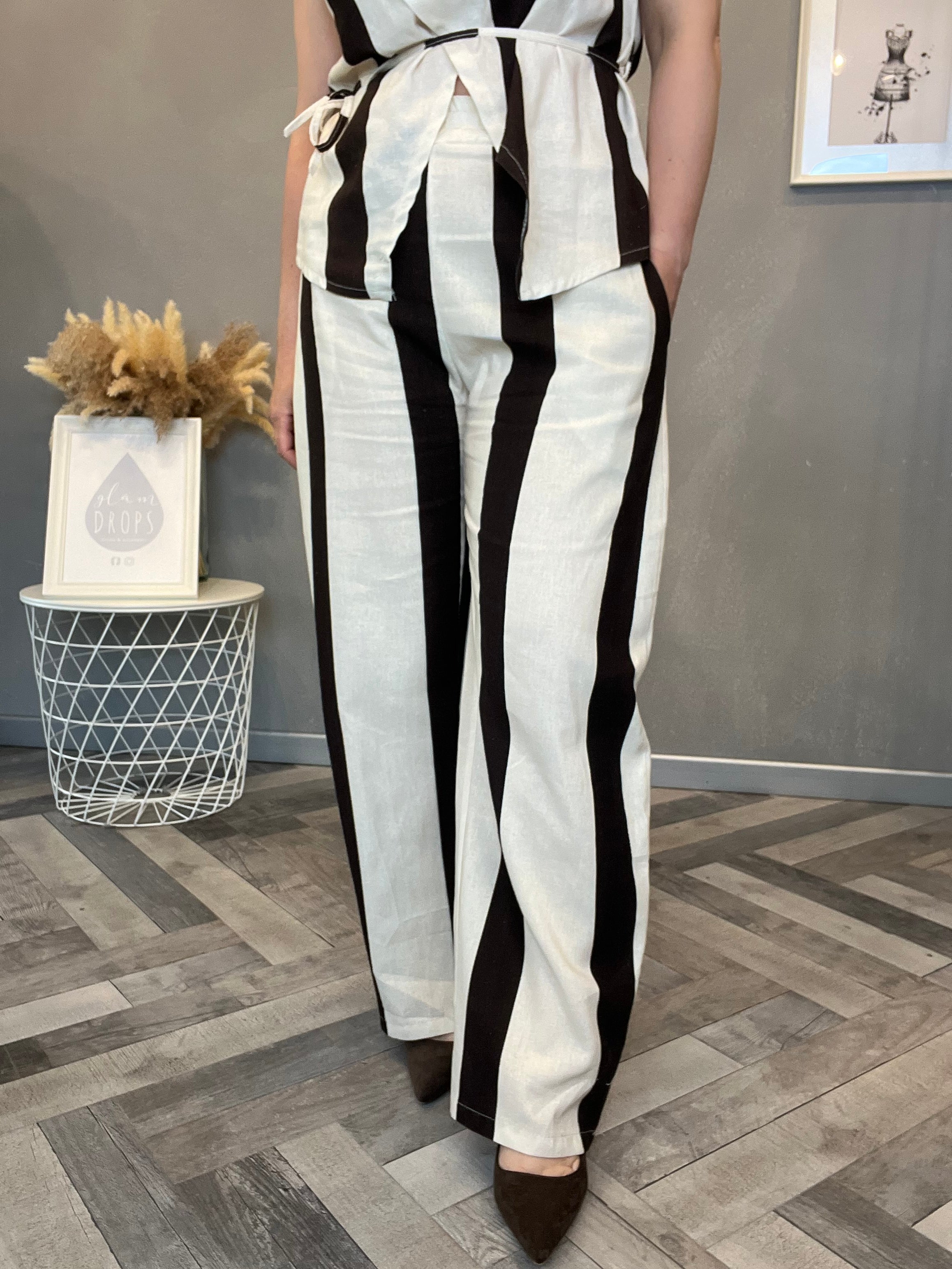 Pantalone burro bande moro