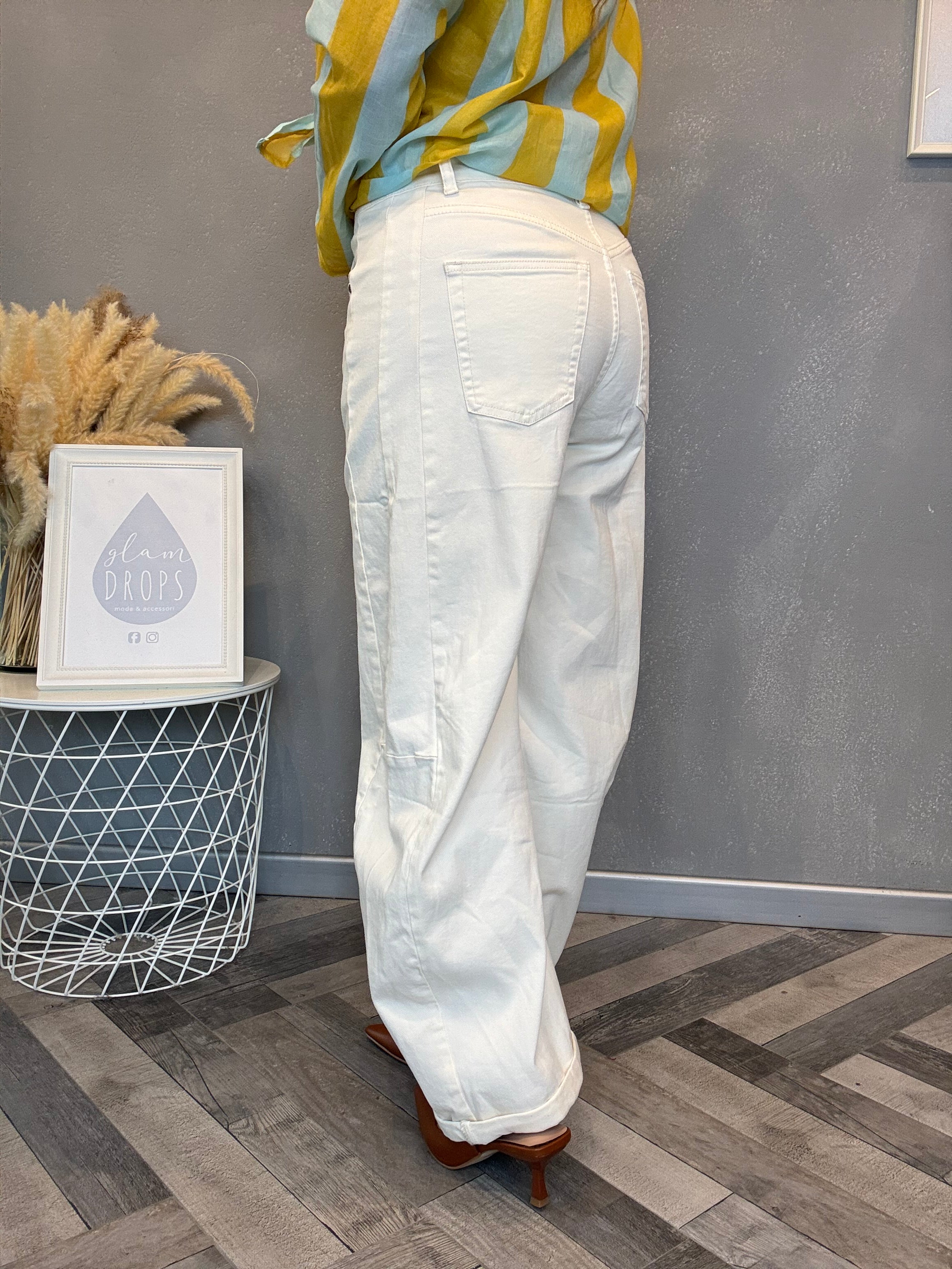 Jeans barrel soft panna
