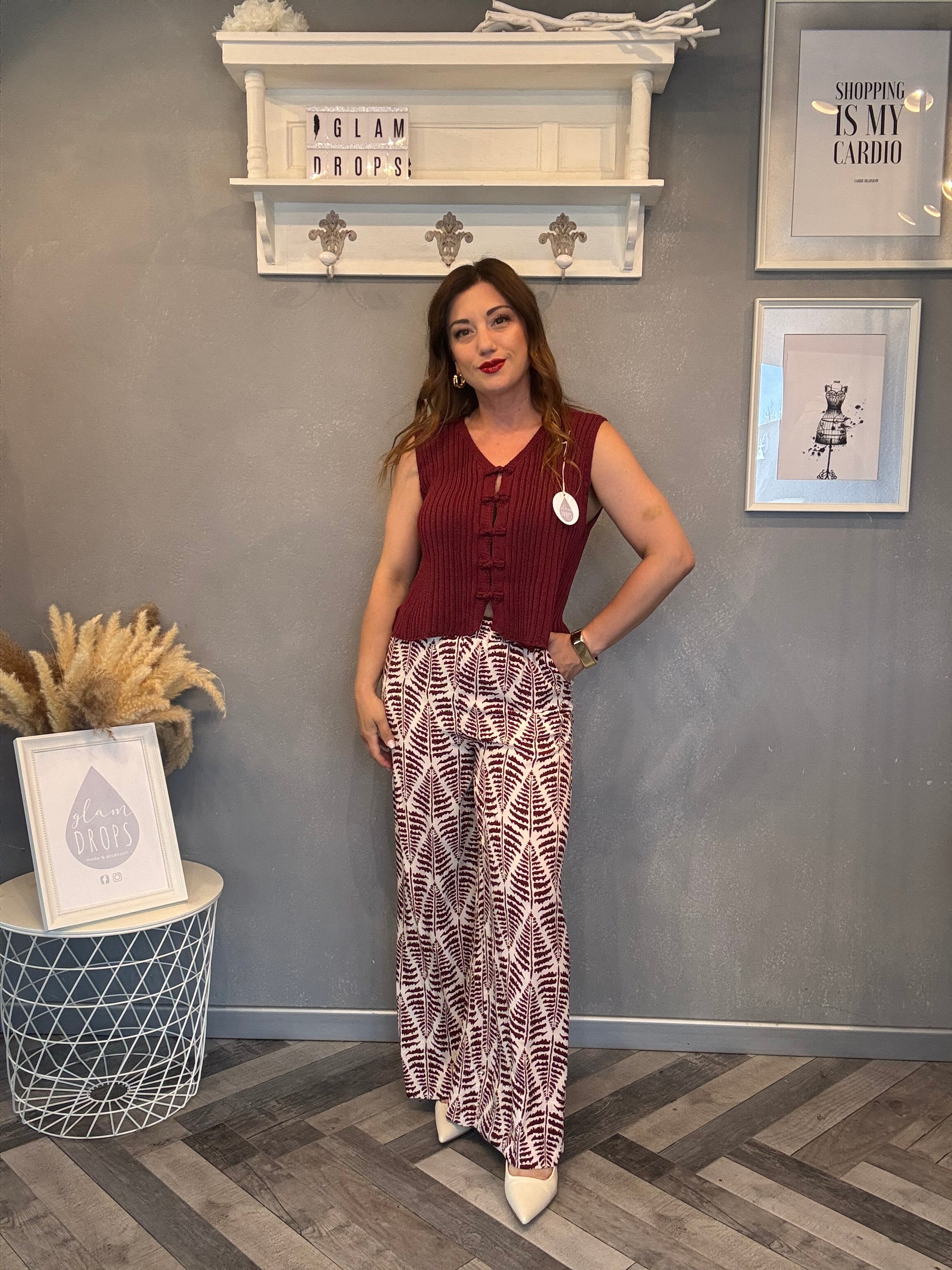 Pantalone felce bordeaux