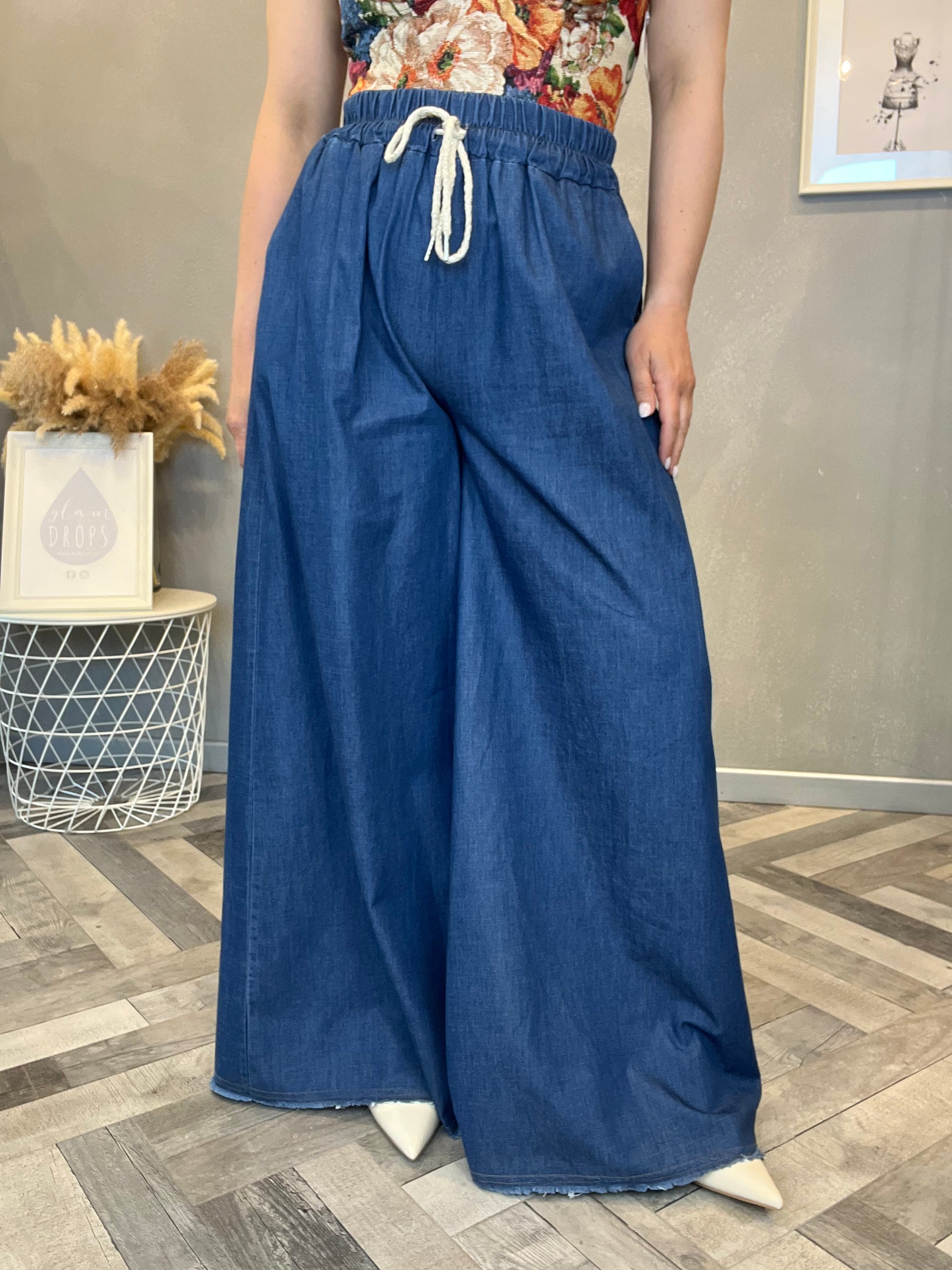 Jeans palazzo corda oro