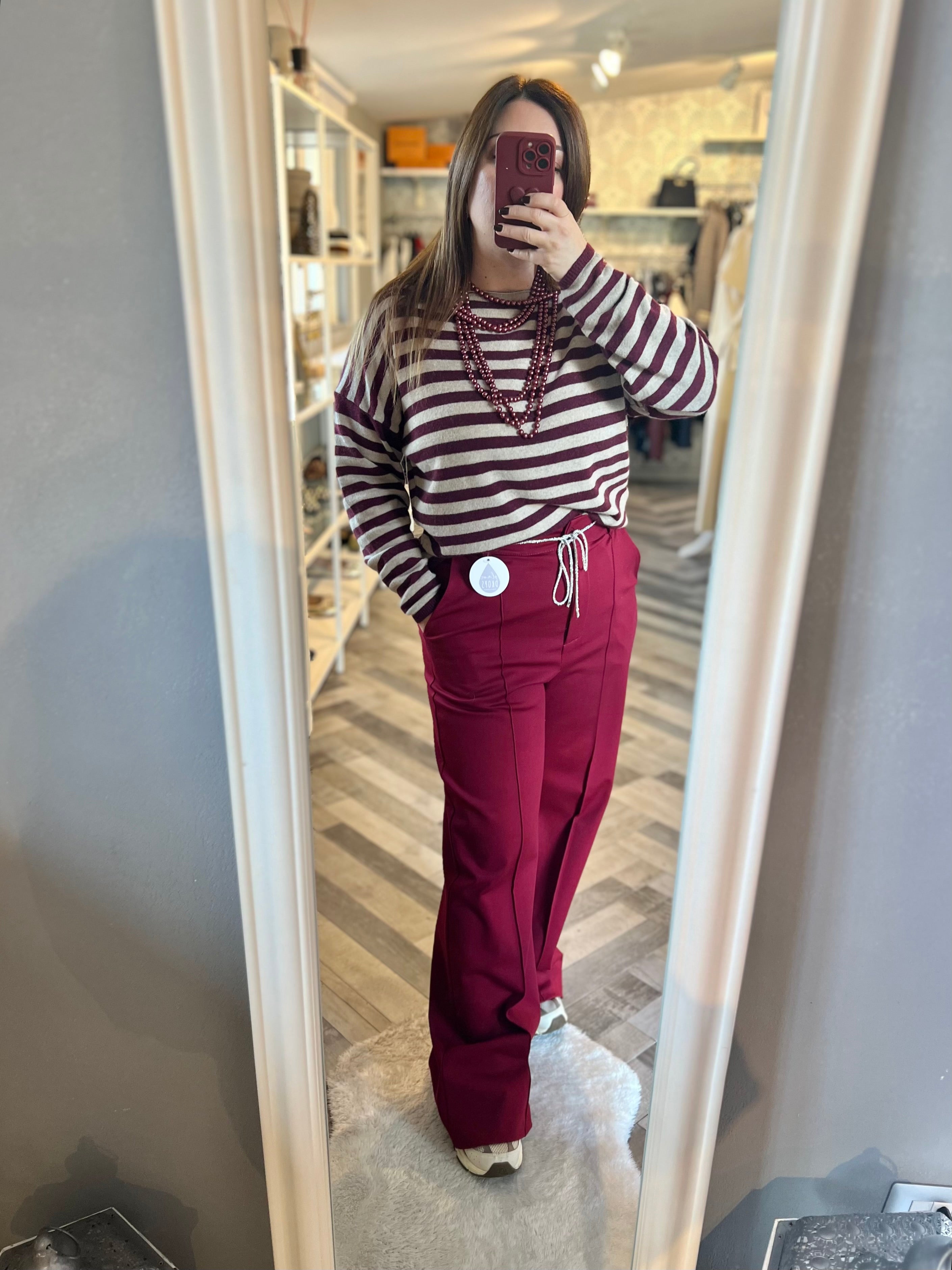 Pantalone palazzo in punto Milano con cintina di strass