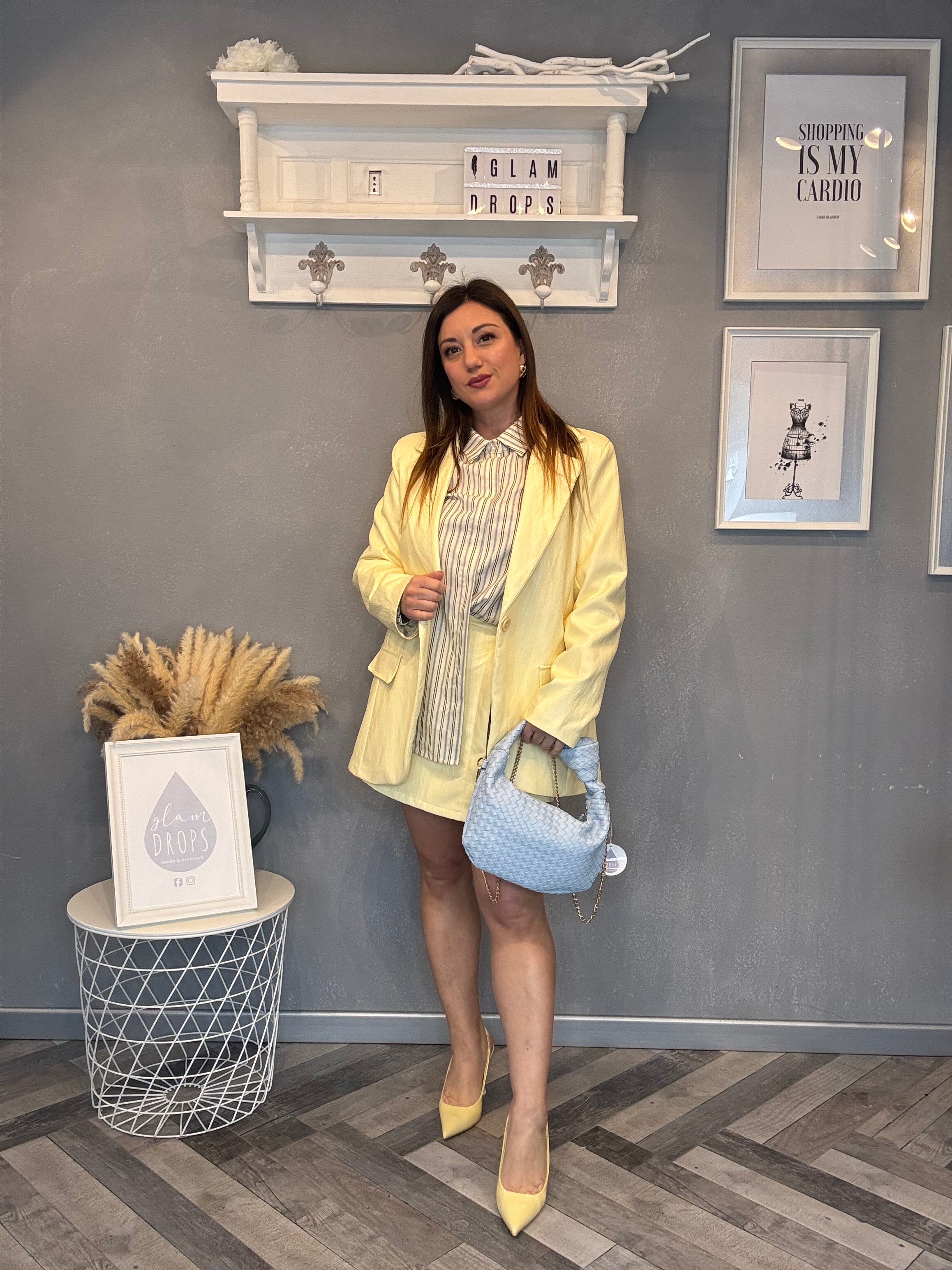 Blazer ecopelle giallo pastello