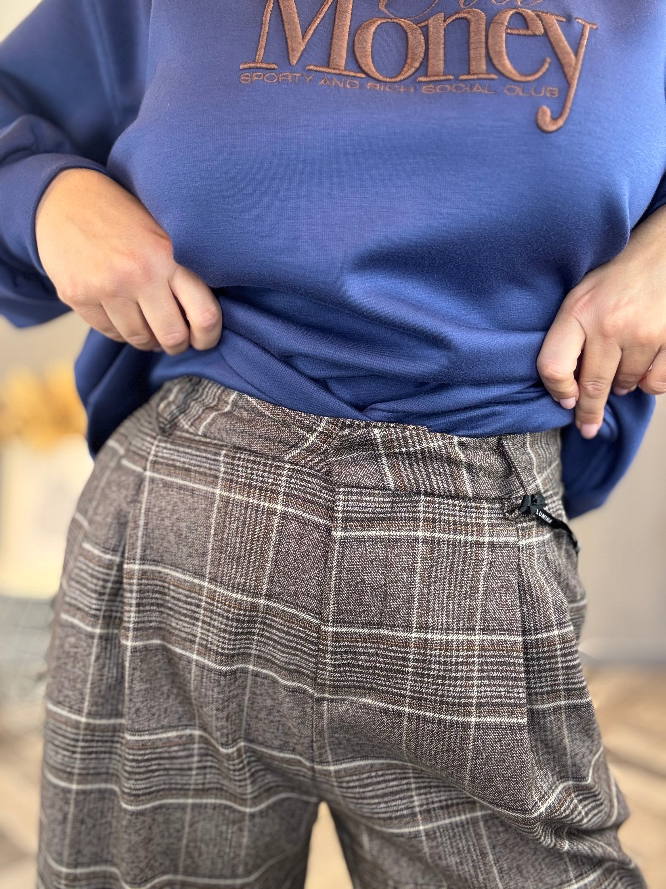 Lumina pantalone marrone a quadri