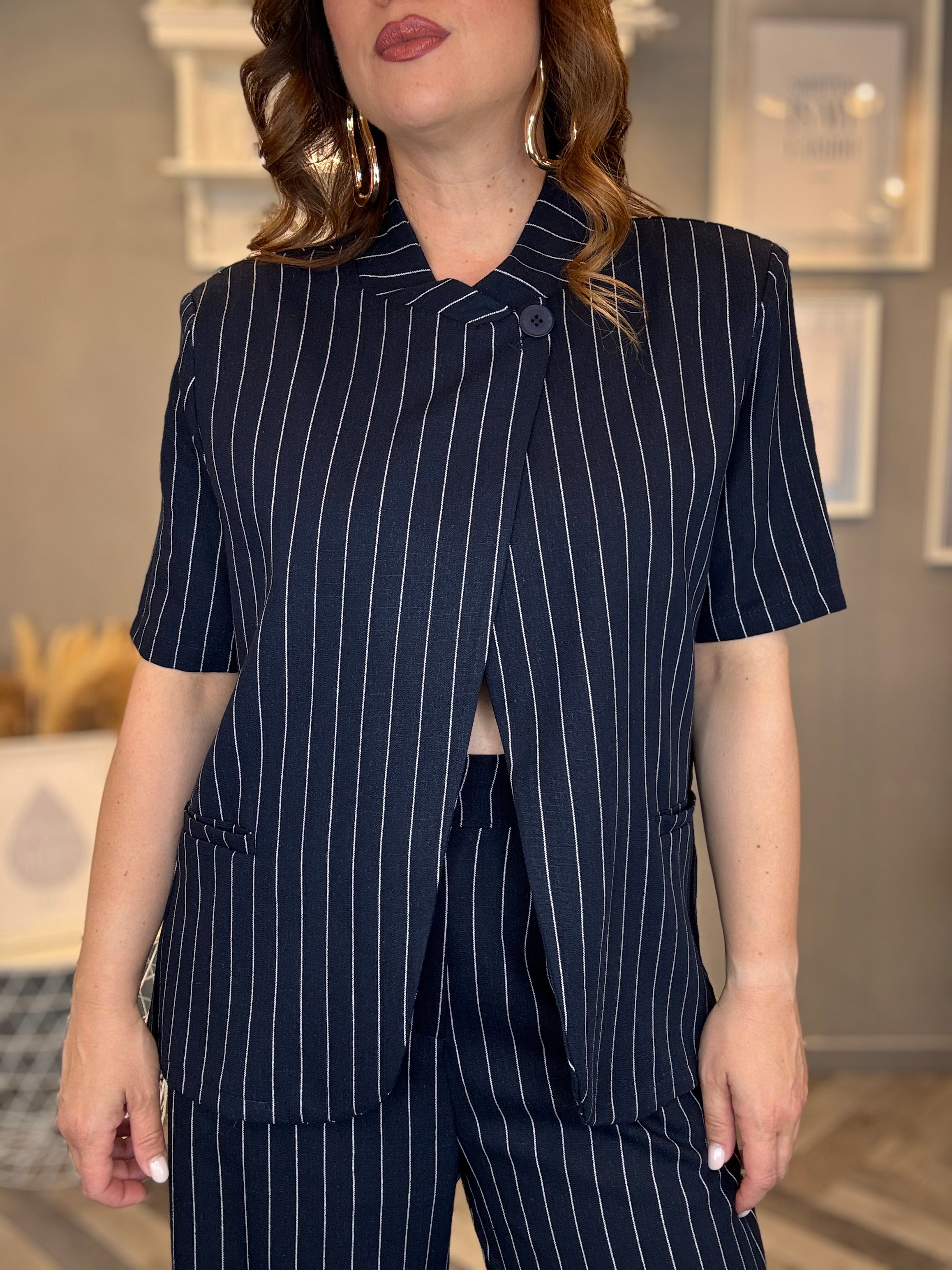 Set Icona gessato blu