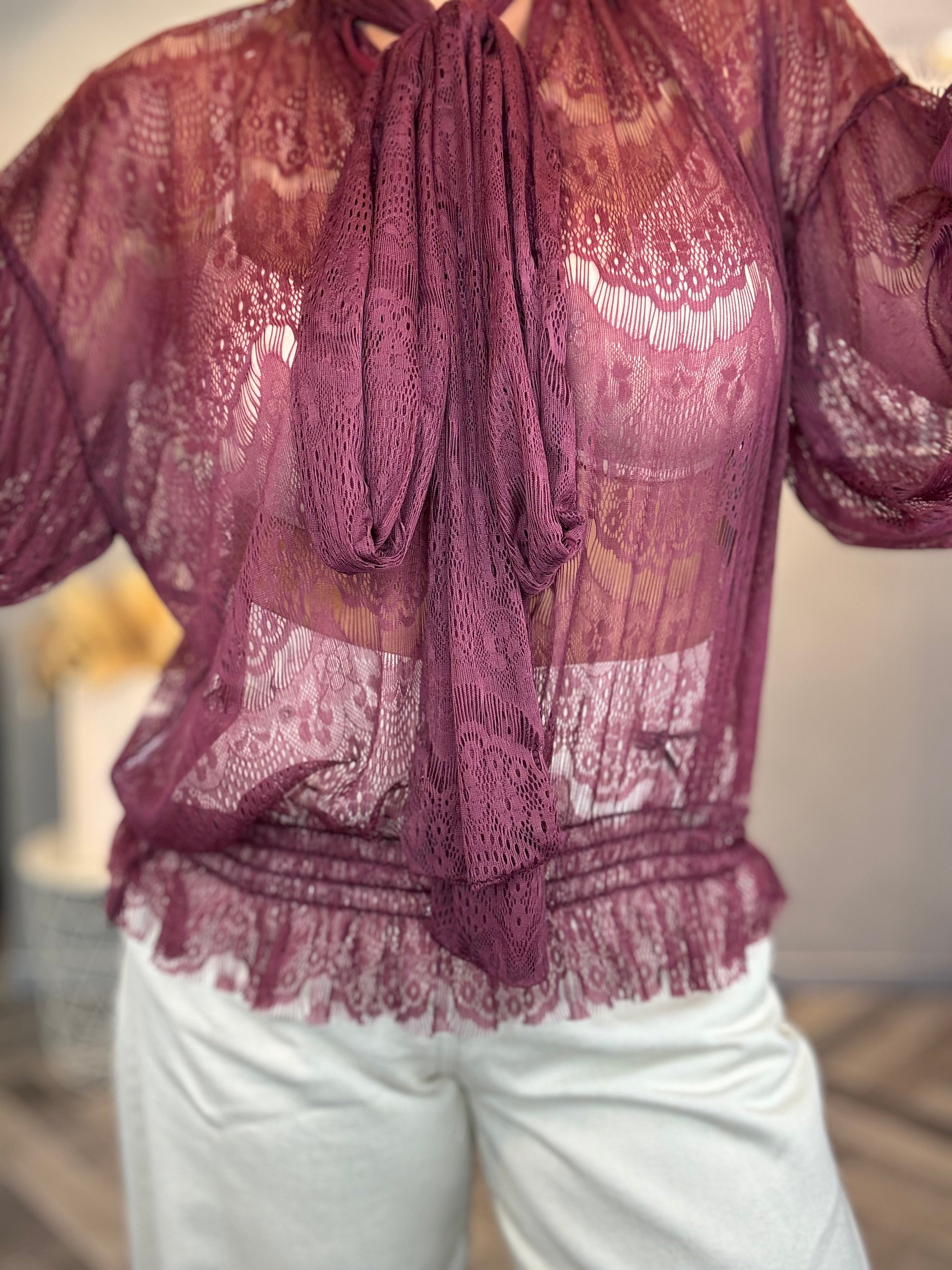 Lumina blusa pizzo bordeaux