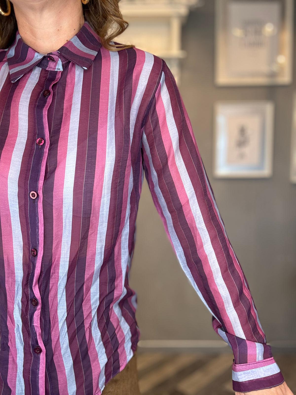 Camicia righe multi purple