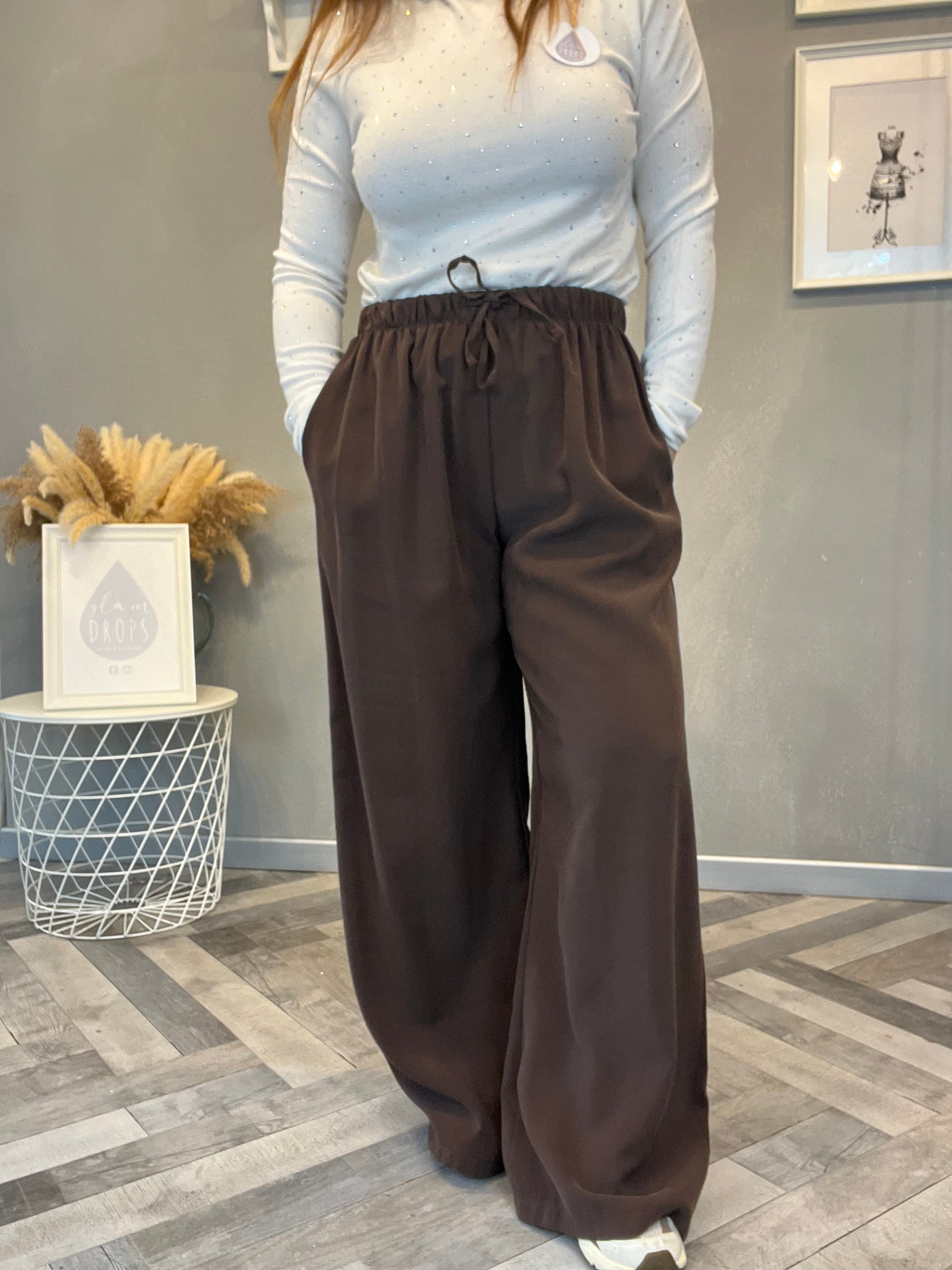 Pantalone fluido cioccolato