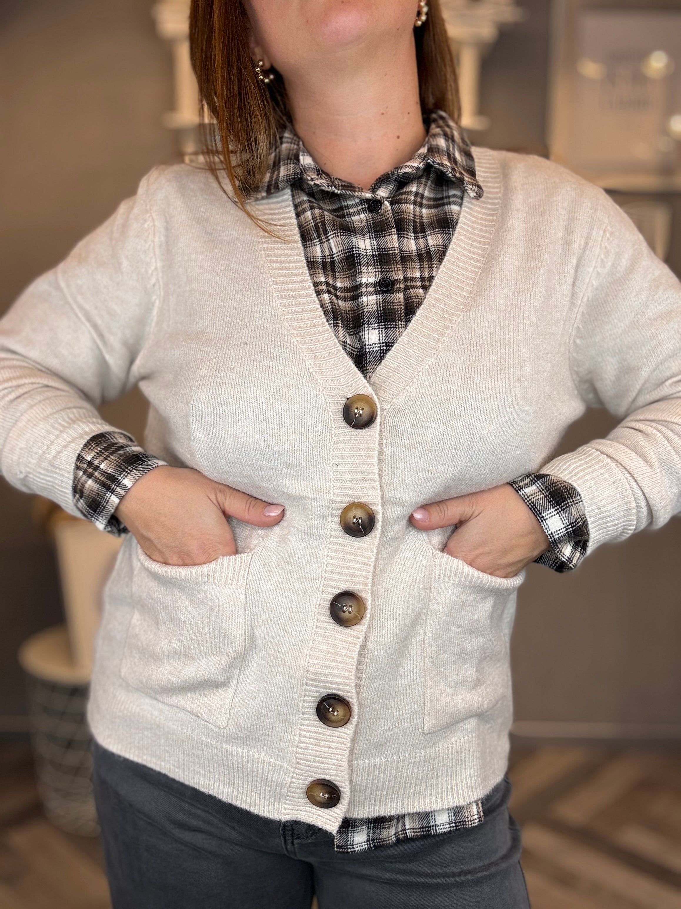 Cardigan basic sabbia