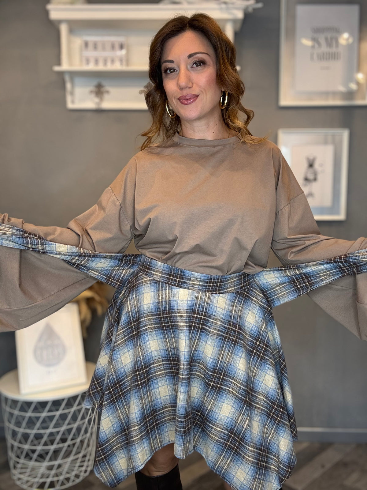 Gonna Twist finta camicia celeste
