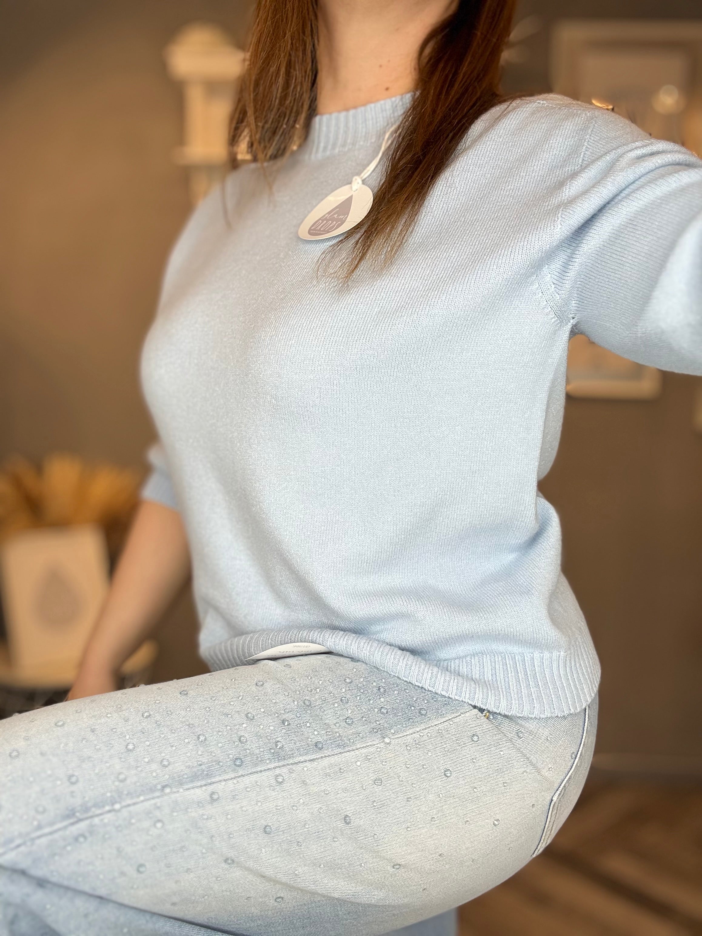 Jeans strass celeste