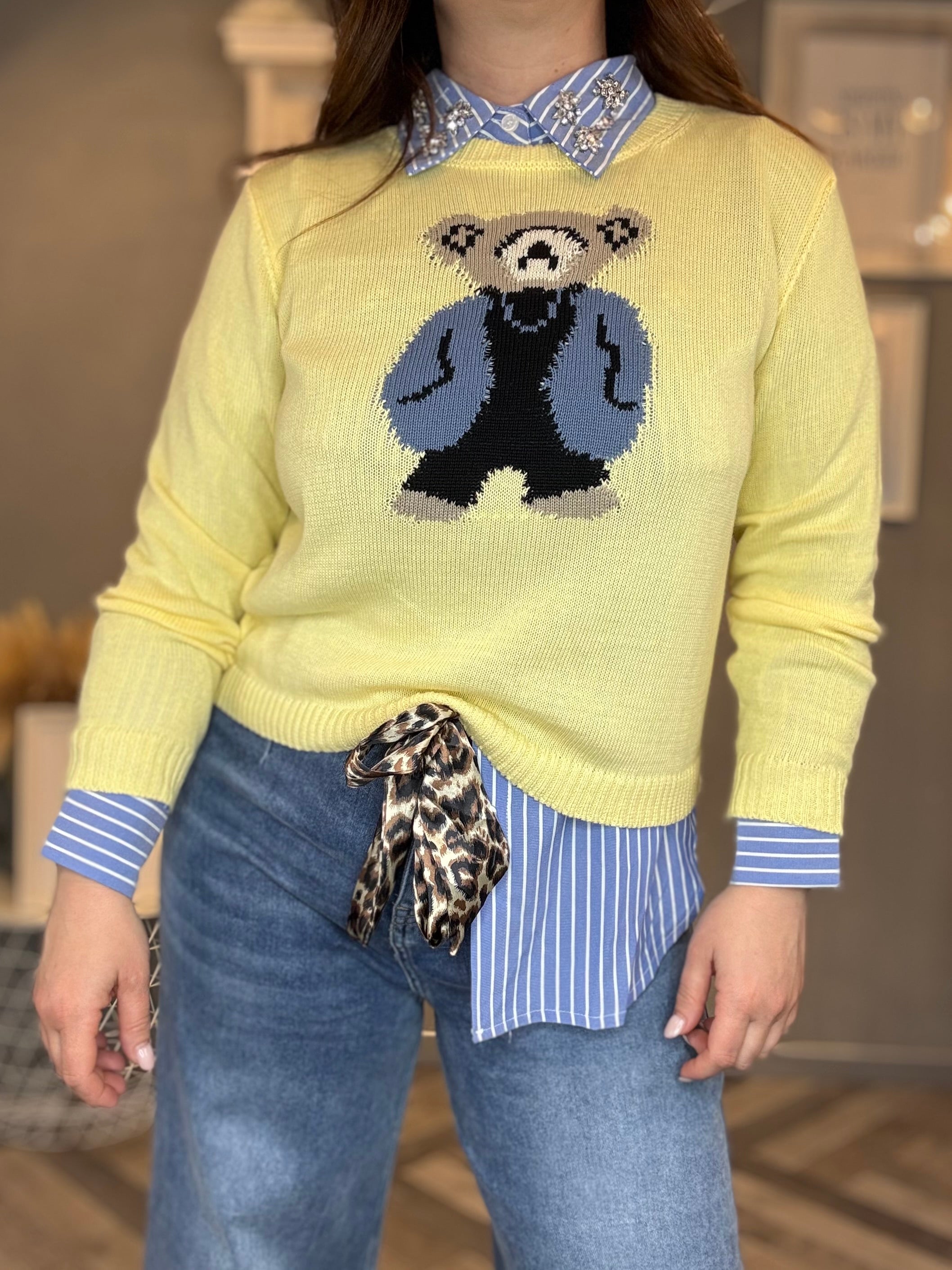 Maglioncino giallo con orsetto carta da zucchero
