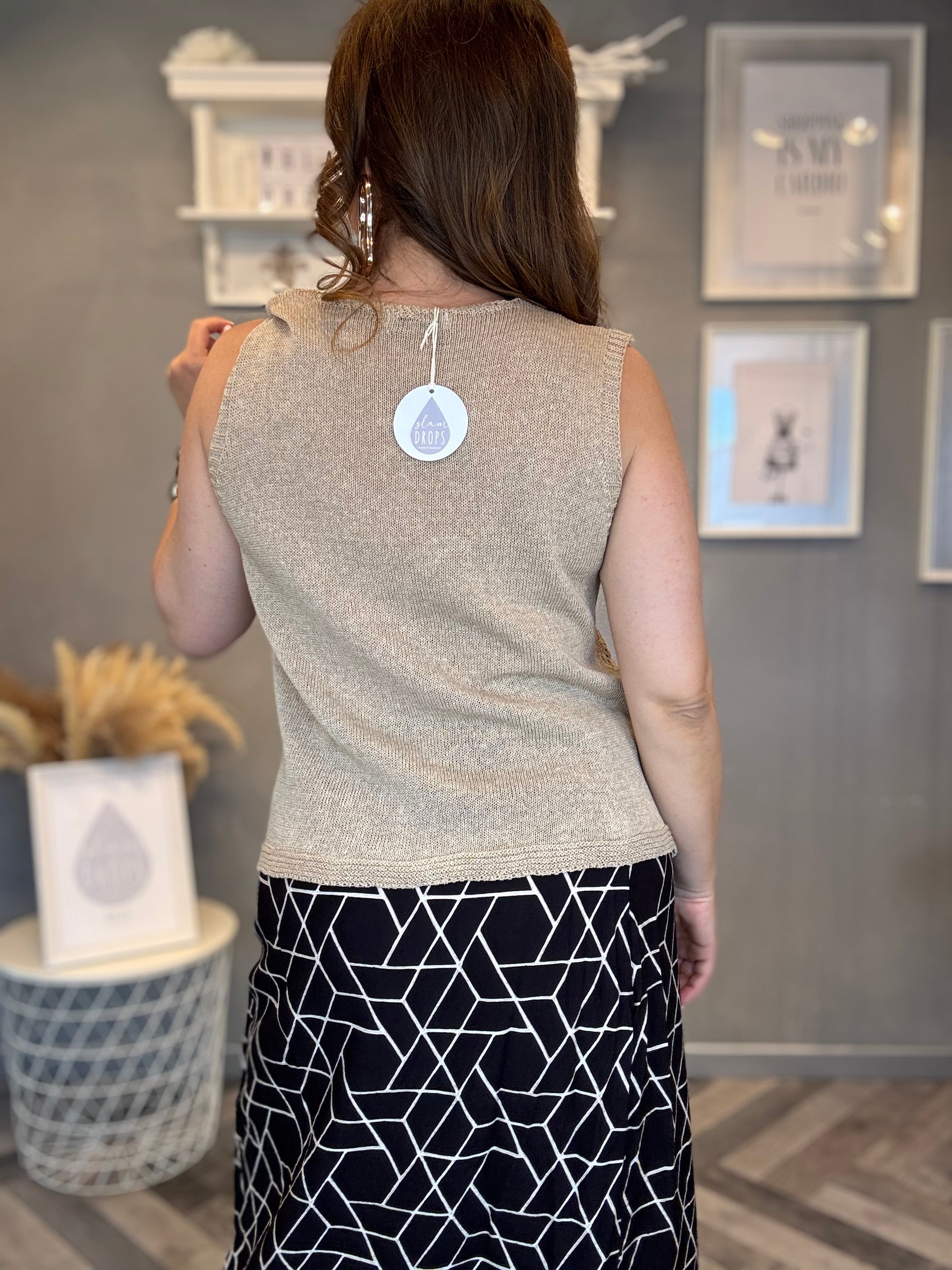 Gilet traforato rombi beige