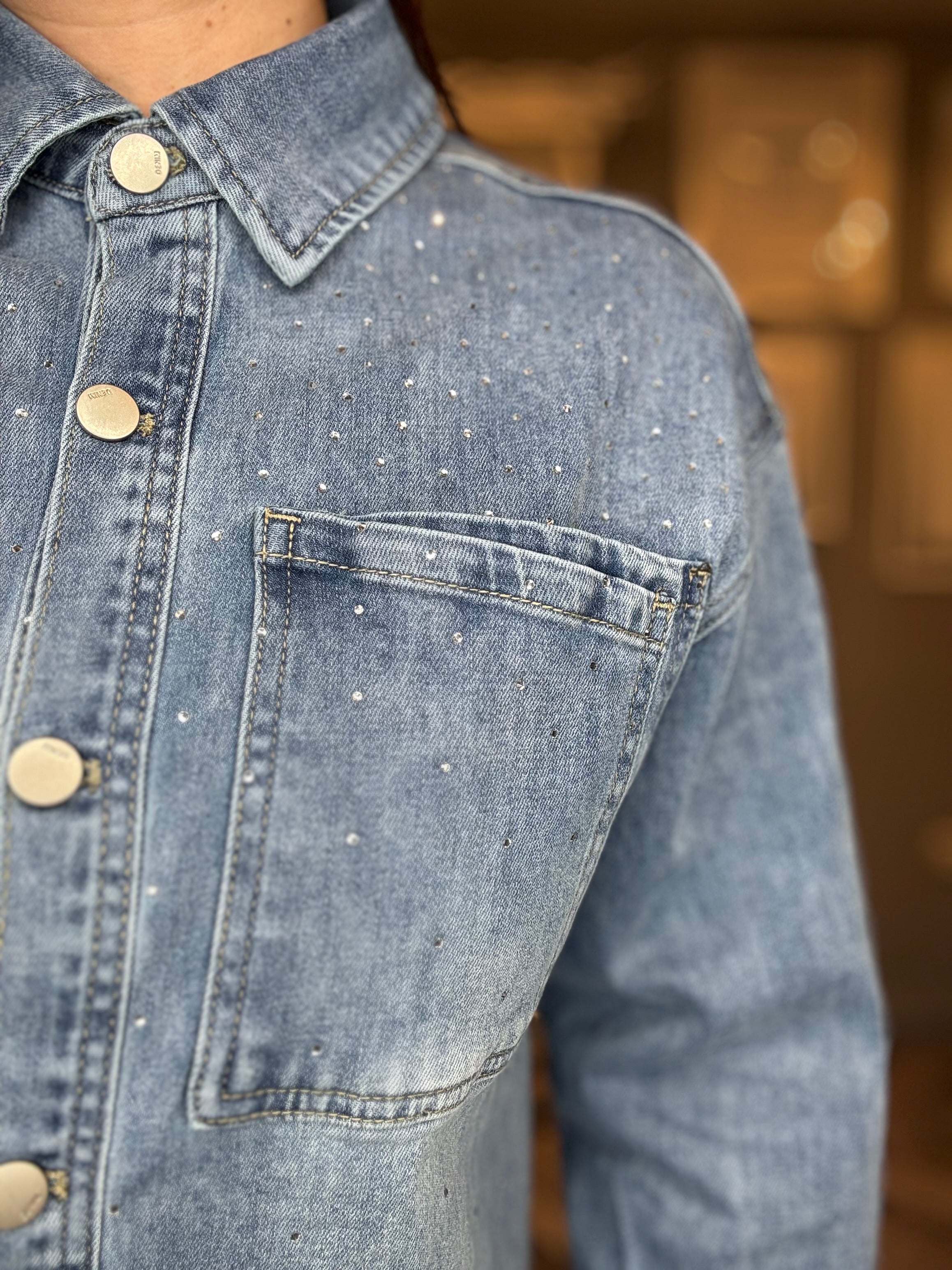 Camicia in denim con strass