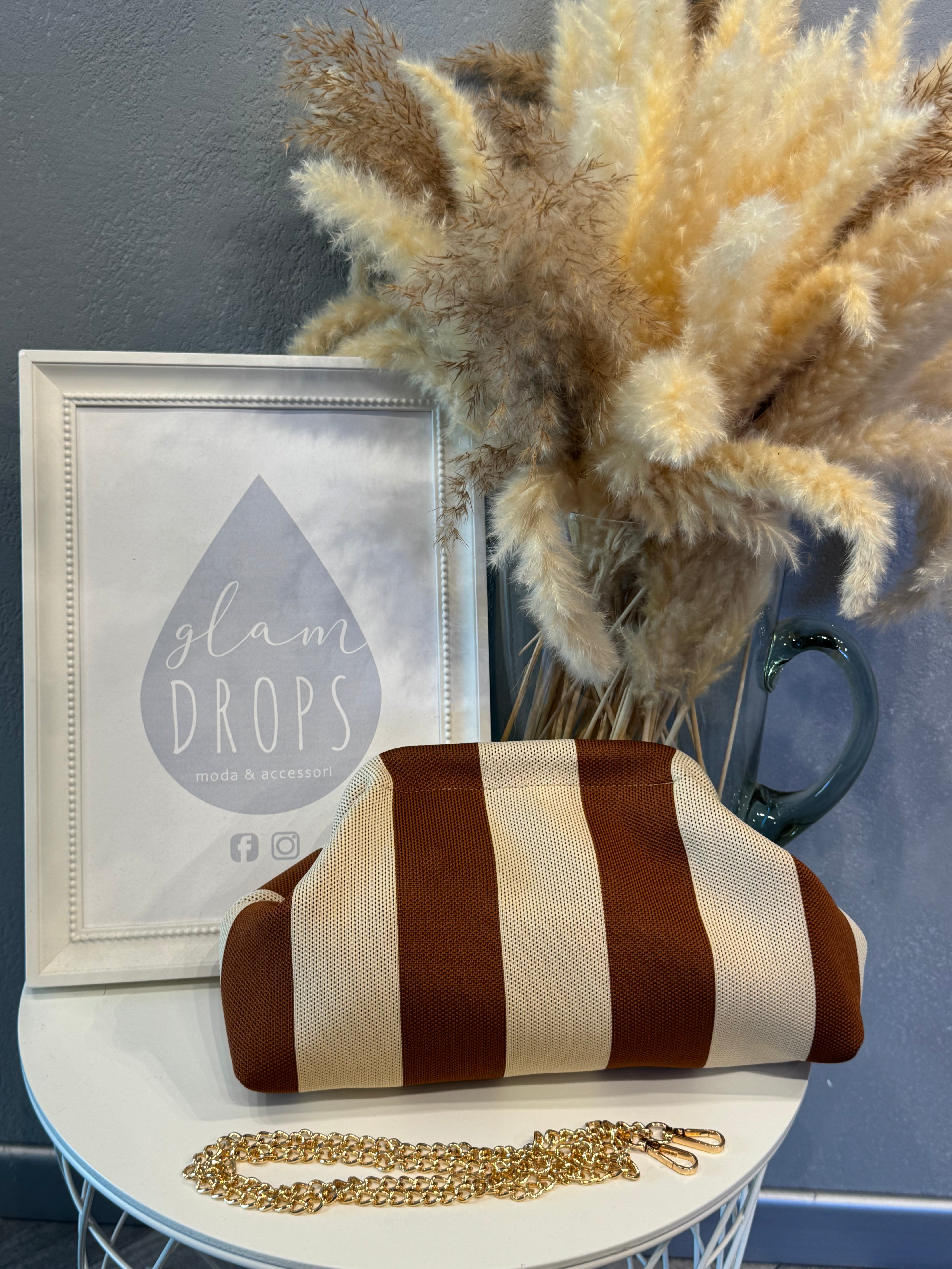 Borsa Stripe burro e cuoio