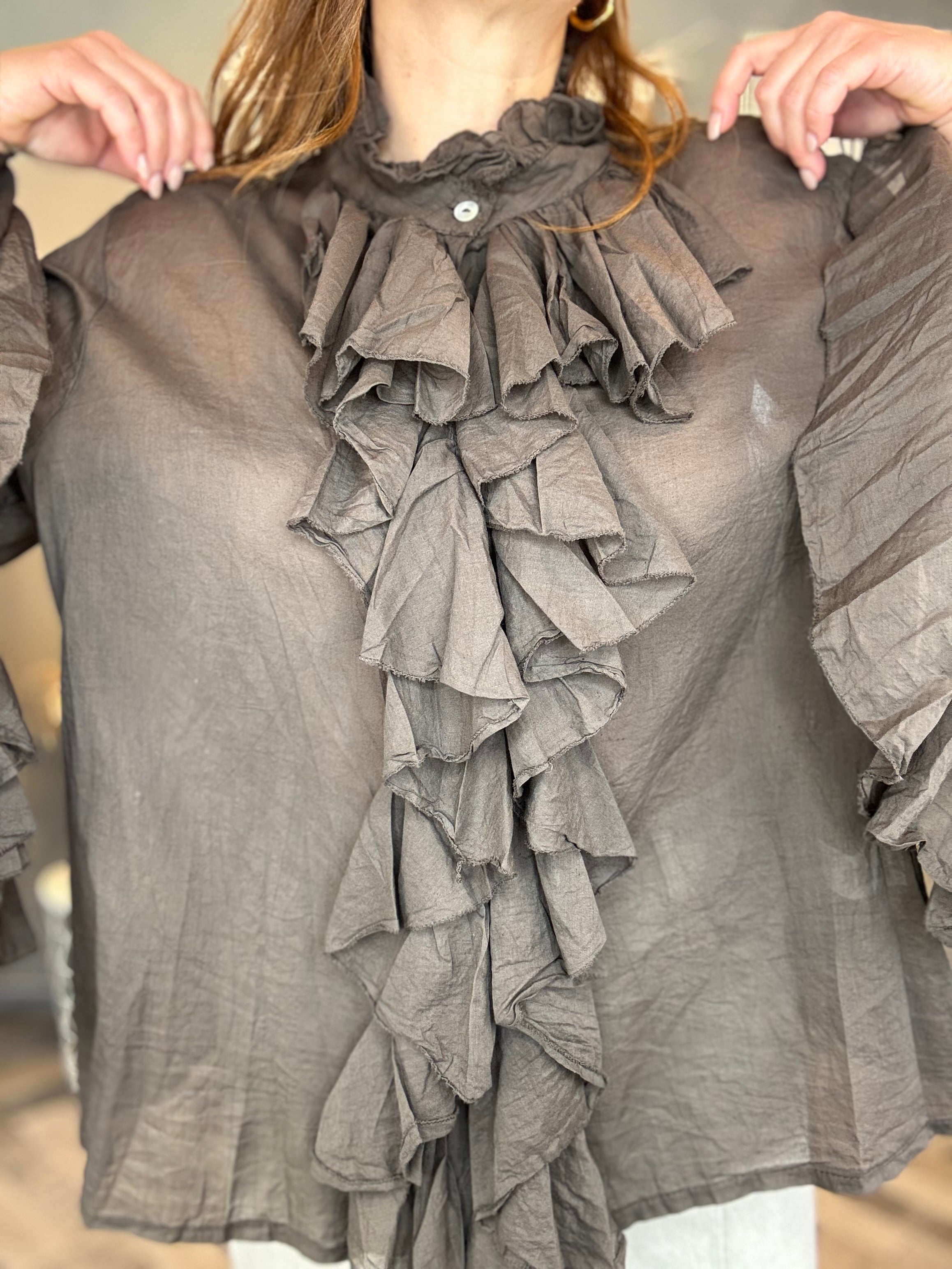 Blusa camicia volant moro