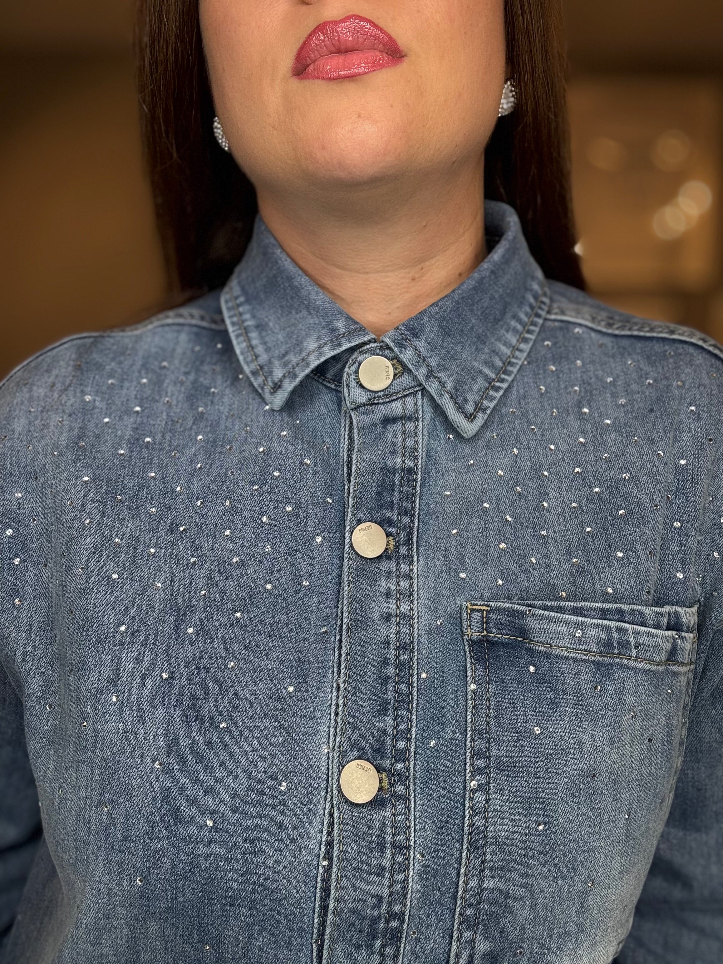 Camicia in denim con strass