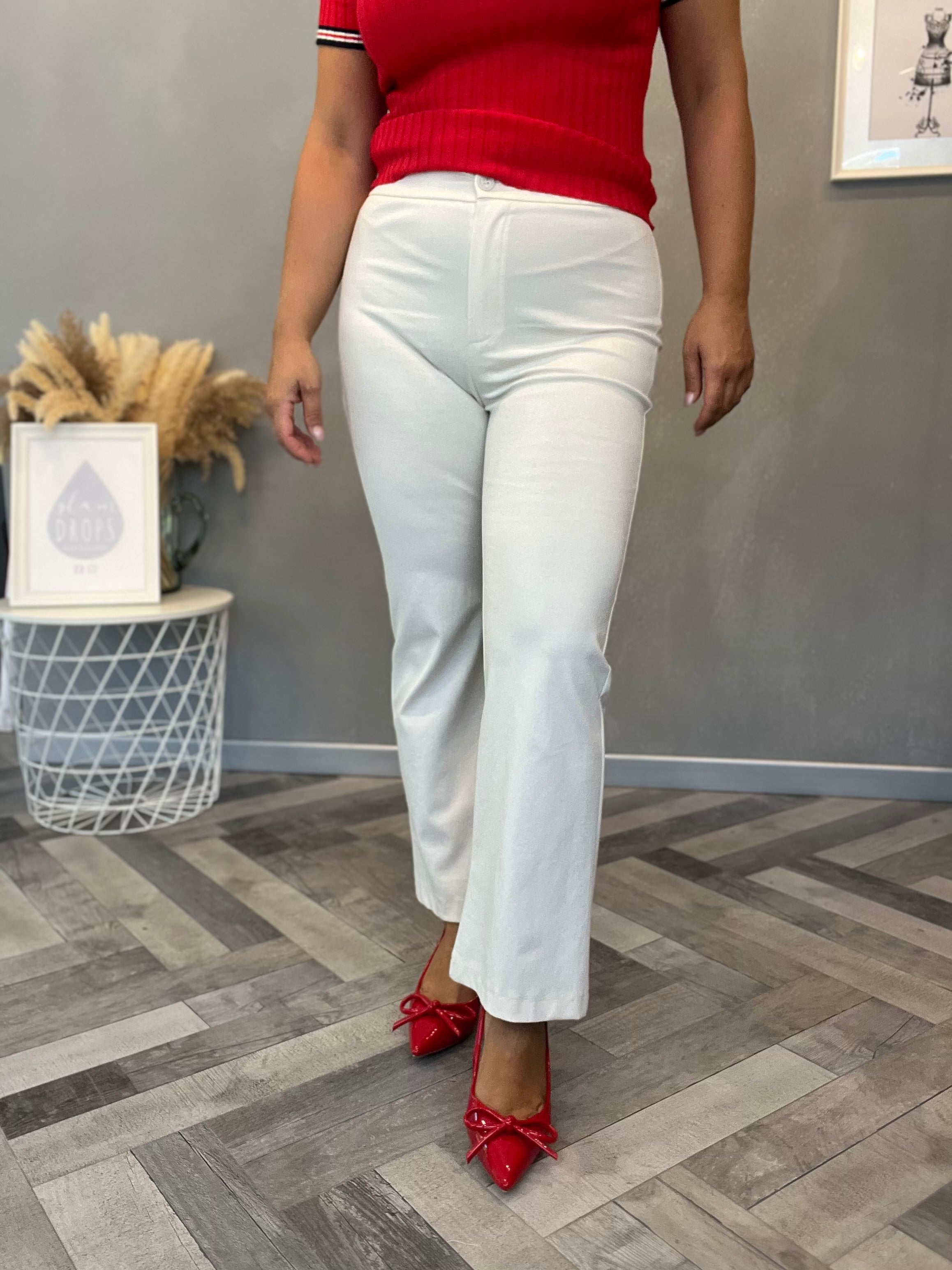 Pantalone trombetta punto Milano panna