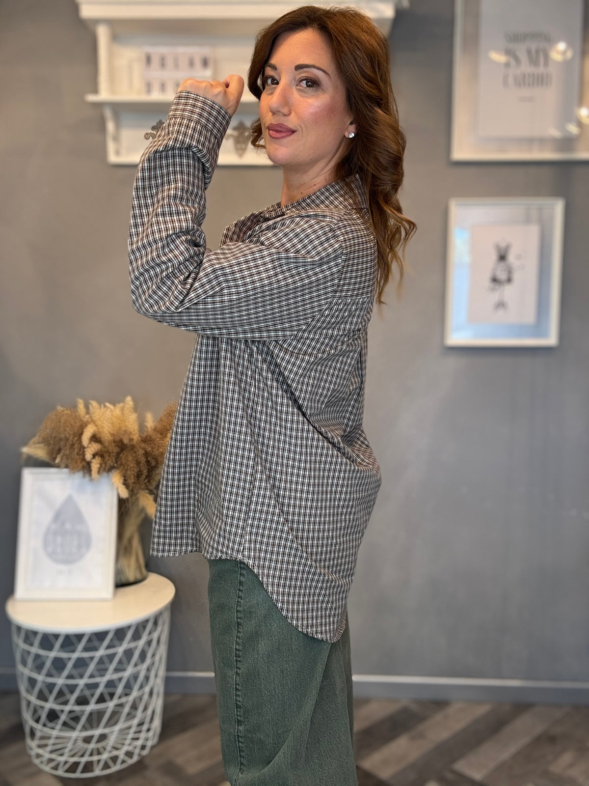 Camicia micro check burro e moro