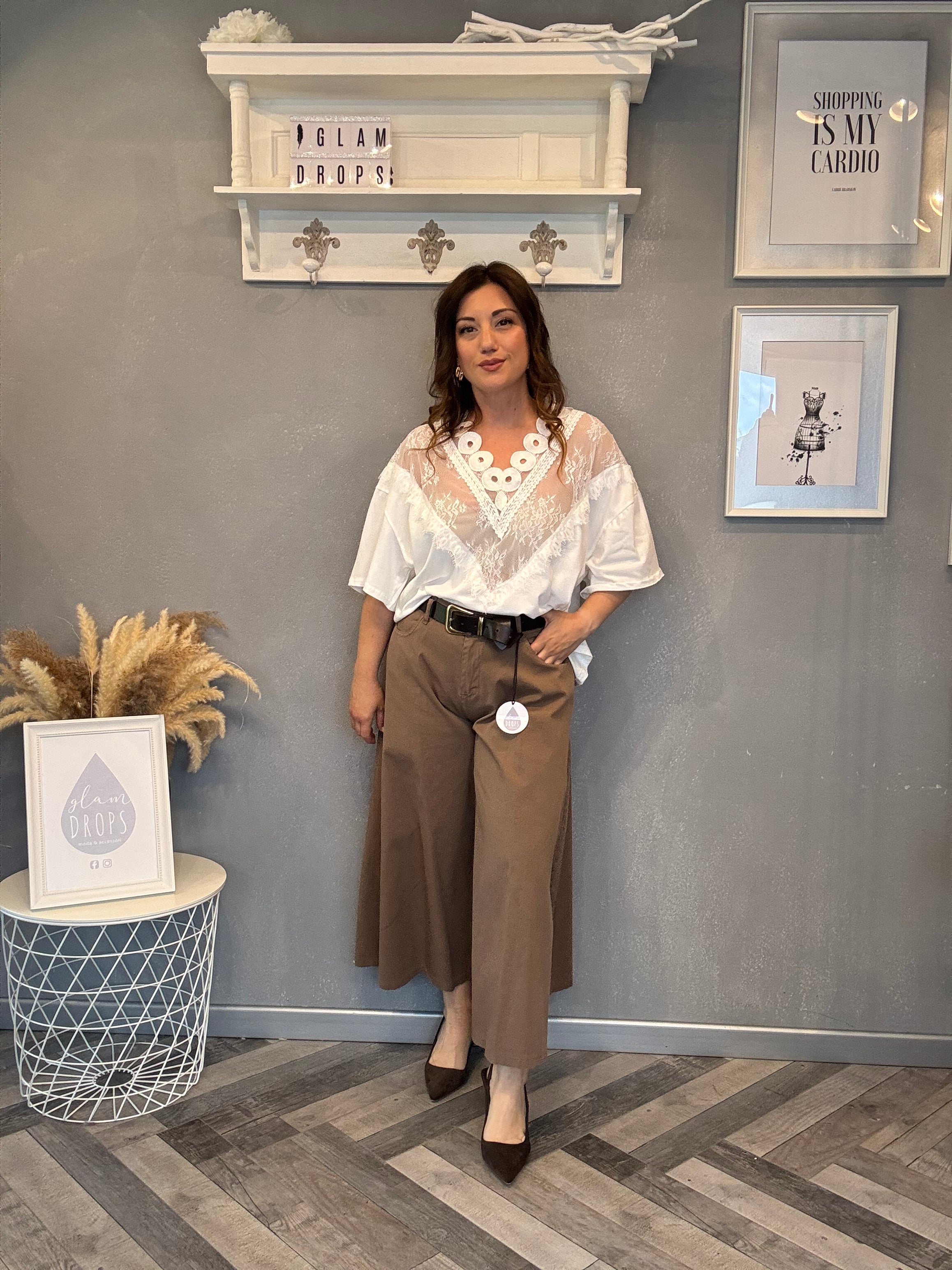 Gonna pantalone crop tortora