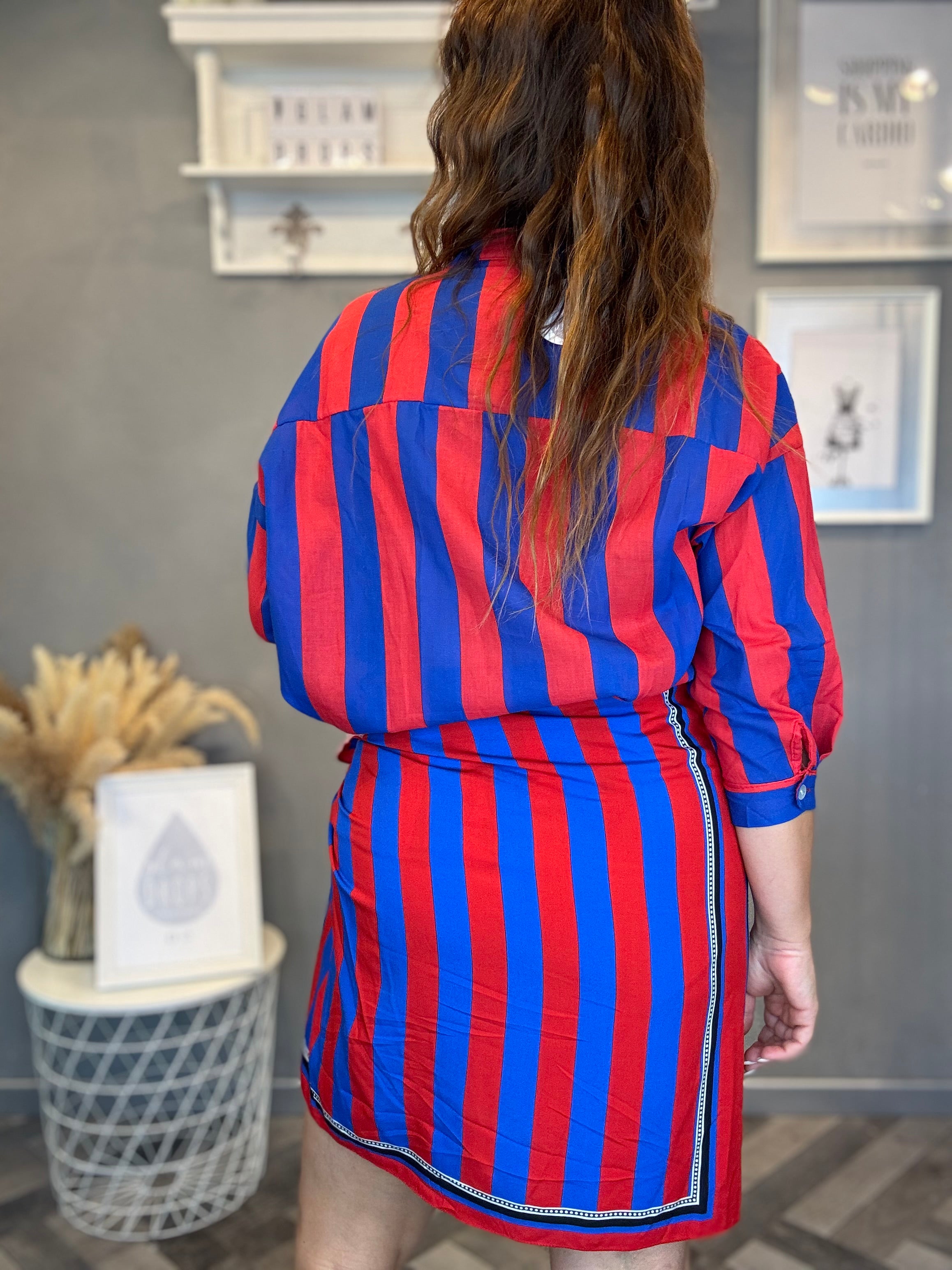 Camicia Isla Bonita righe rosso e bluette