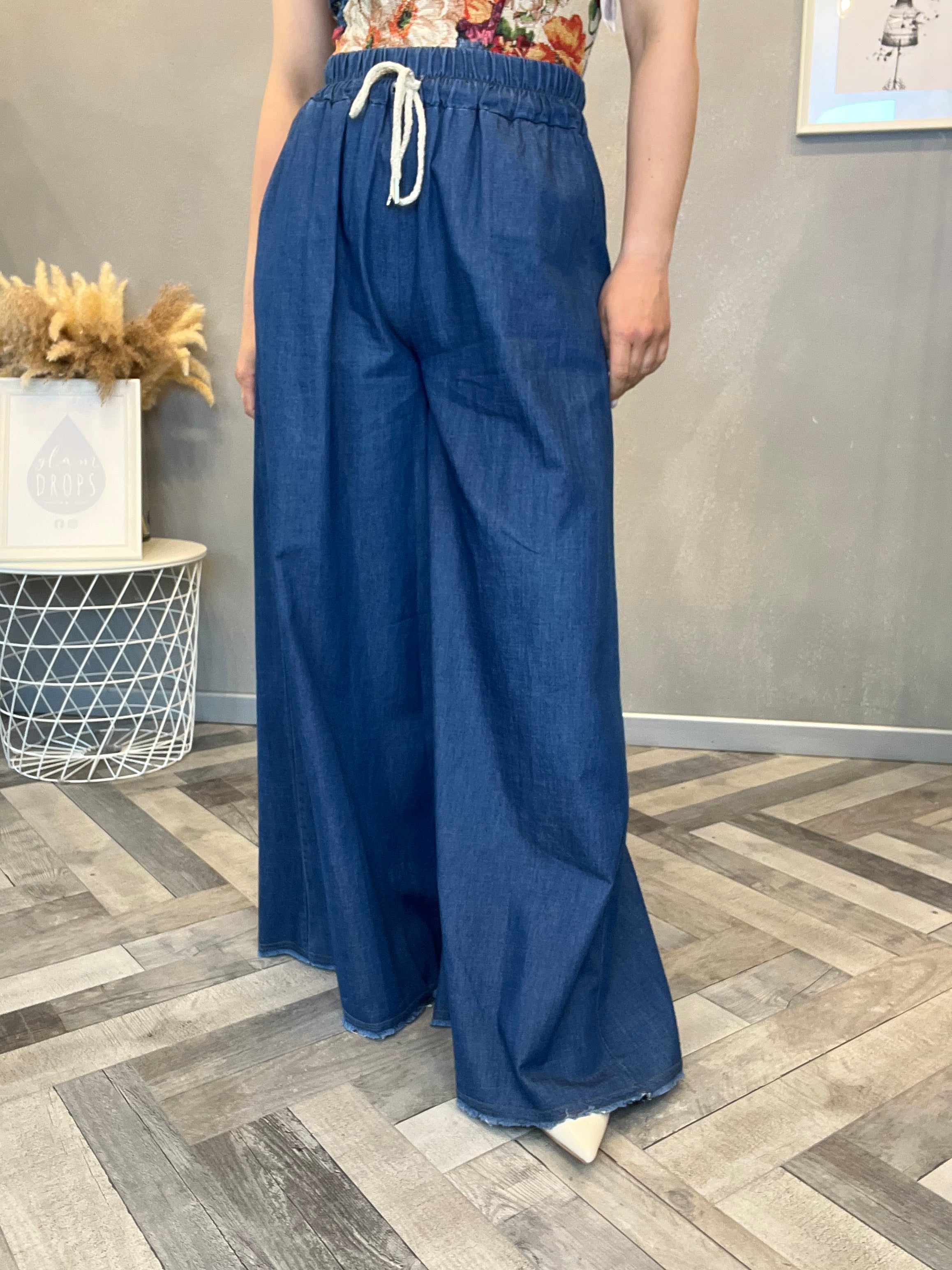 Jeans palazzo corda oro