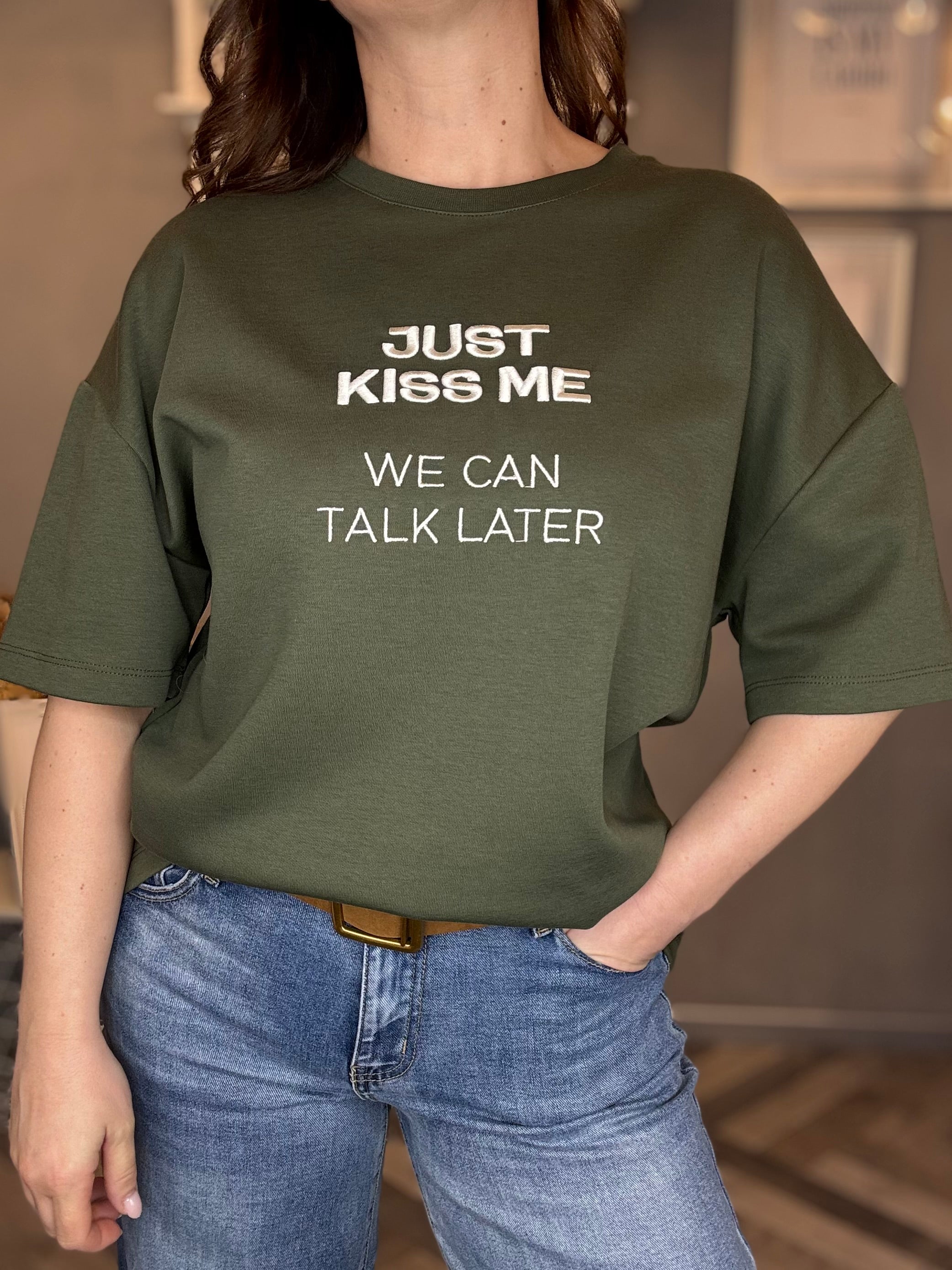 Lumina t-shirt Just kiss me verde militare