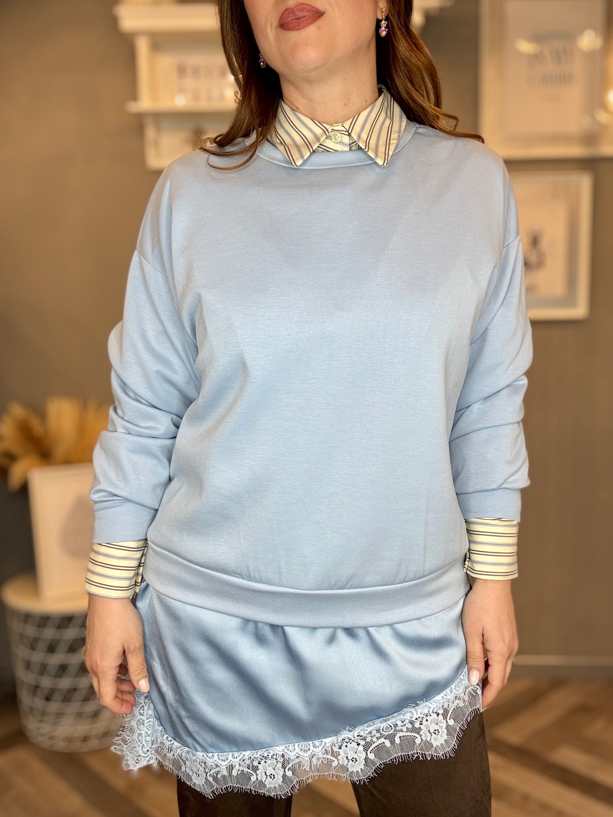 Camicia giallo pastello bacchetta celeste e moro