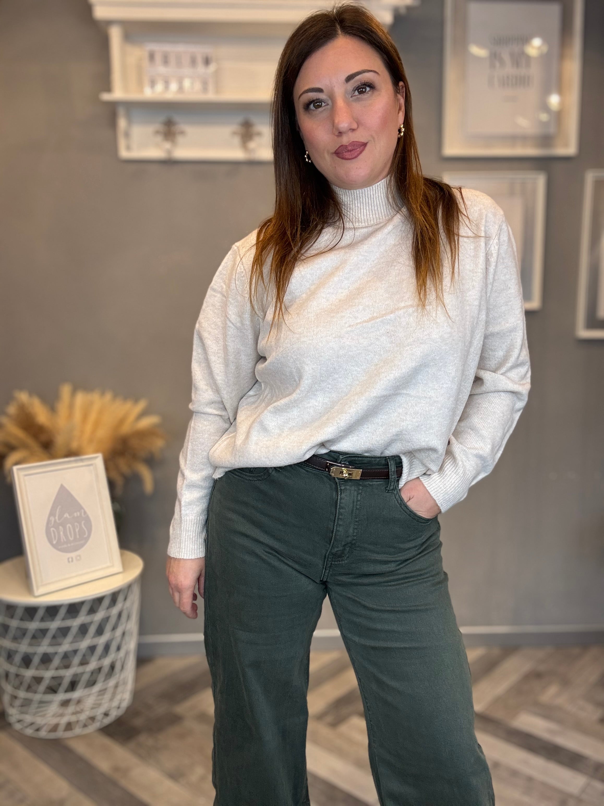 Maglioncino basic mezzo collo sabbia