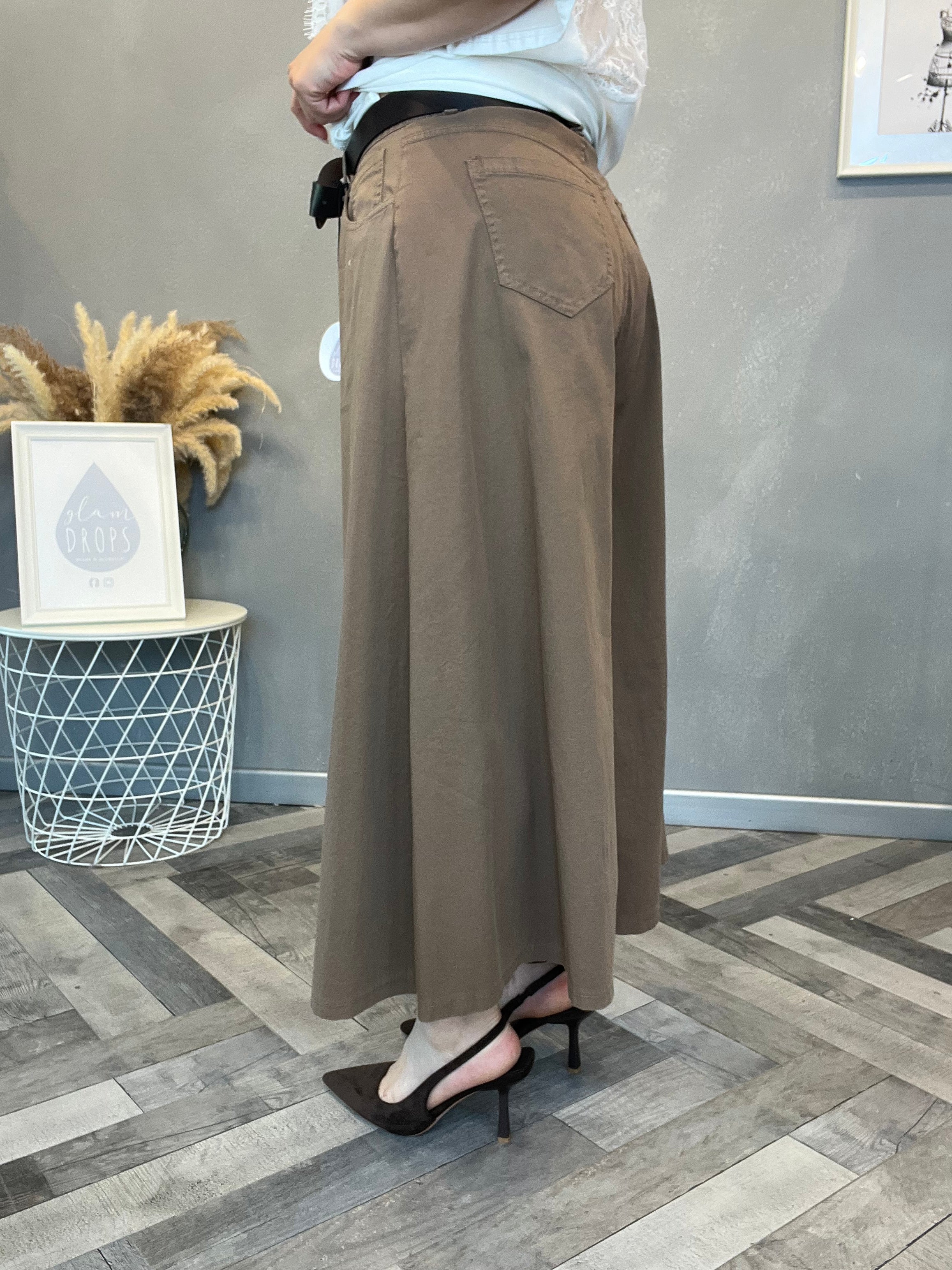 Gonna pantalone crop tortora