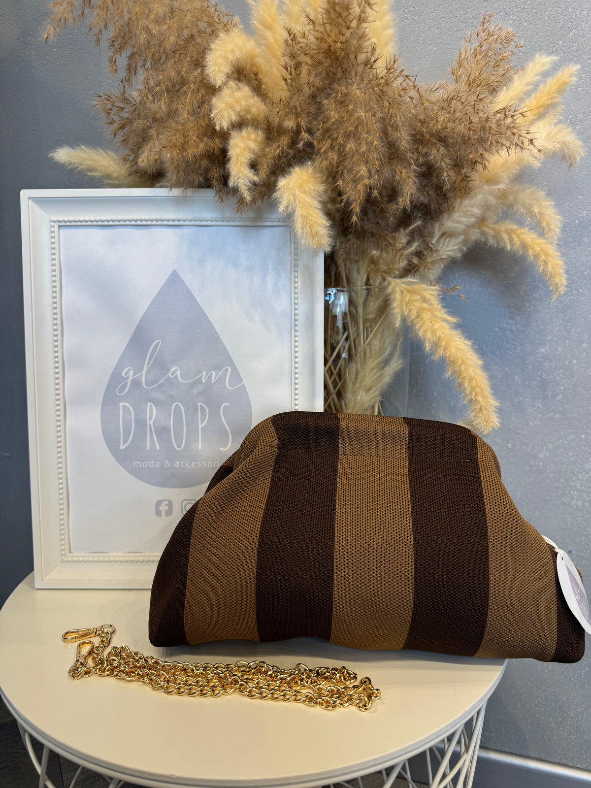 Borsa Stripe nocciola e cioccolato