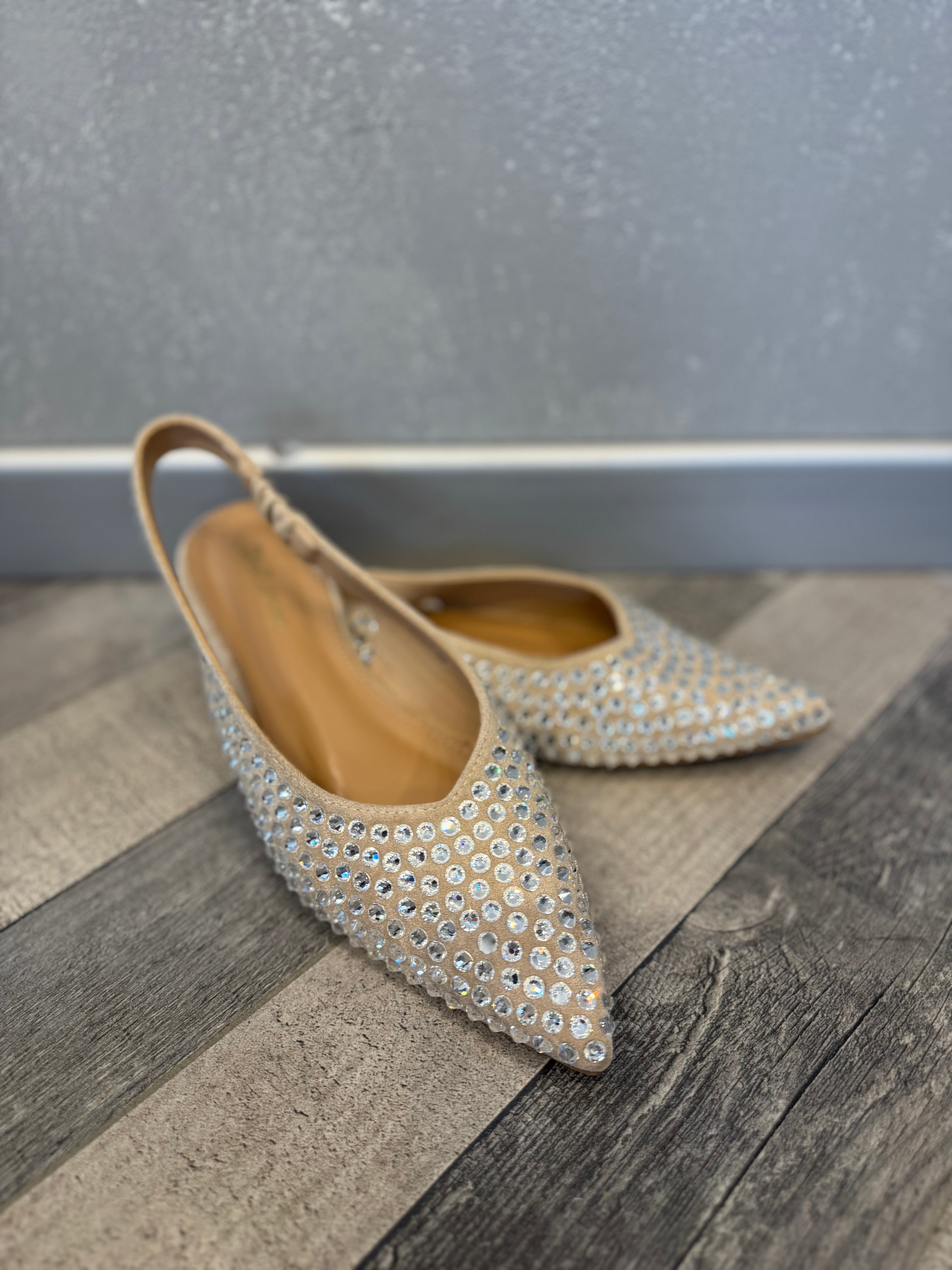Slingback nude in eco suede strass