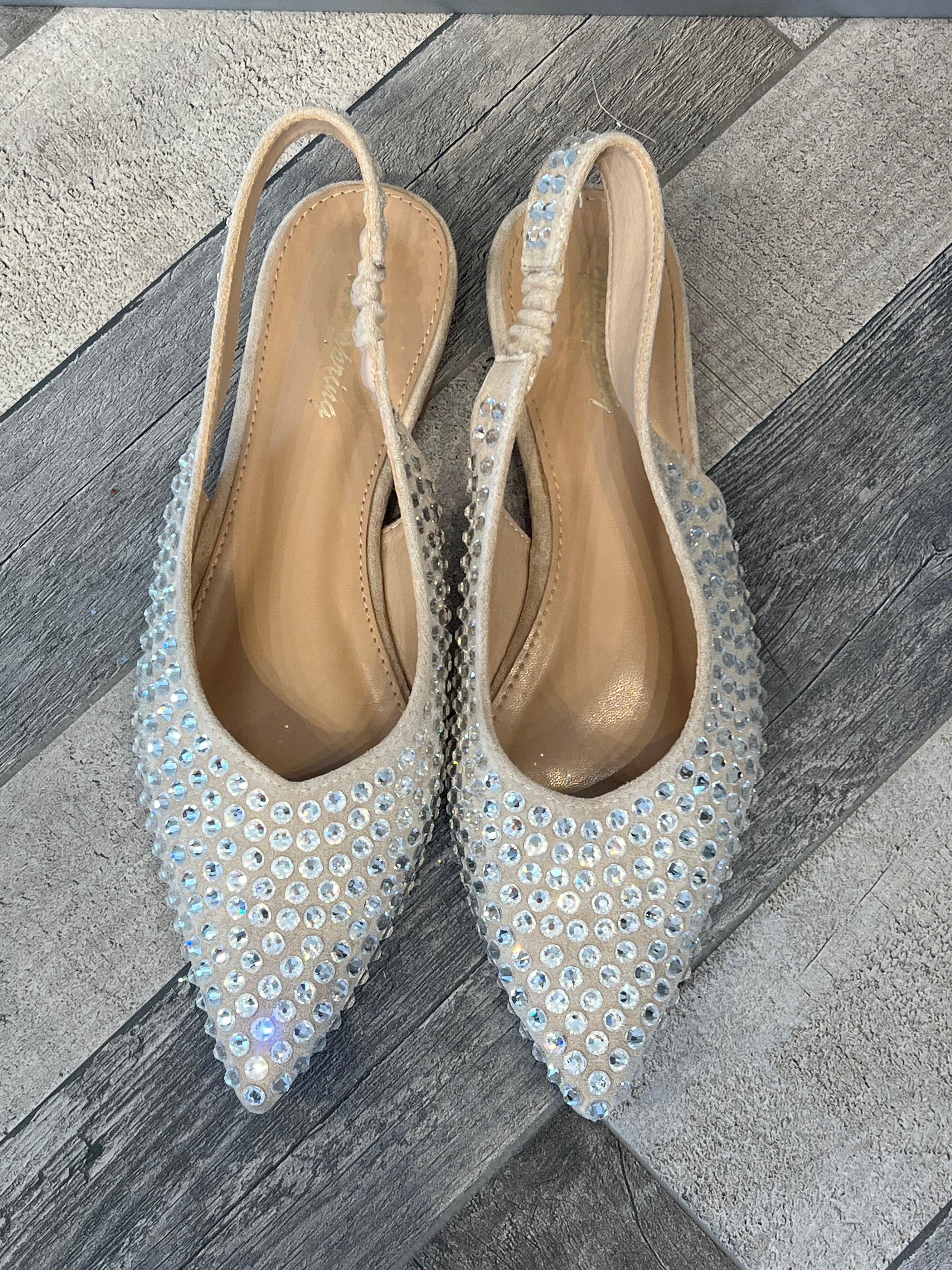 Slingback nude in eco suede strass