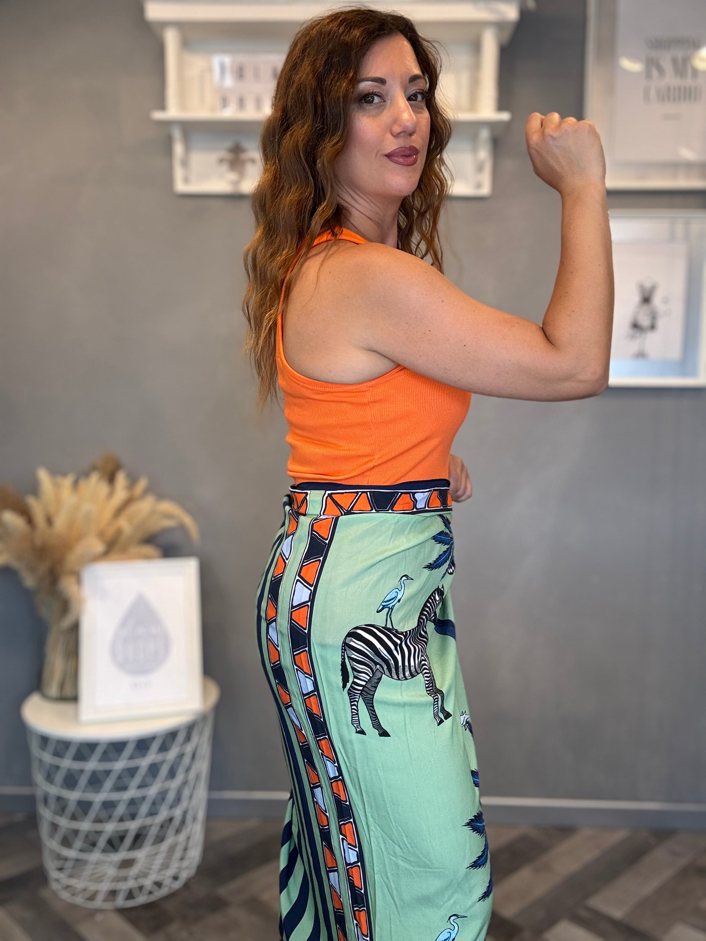 Gonna pareo Isla Bonita midi zebra blu e acqua