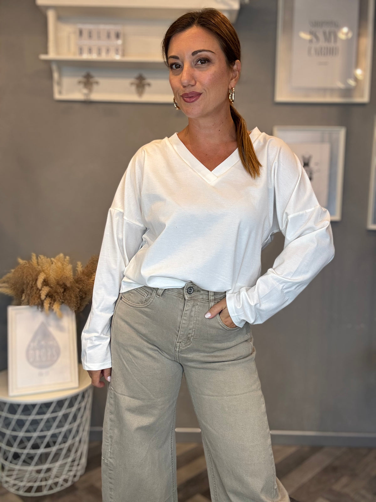 Jeans barrel soft beige