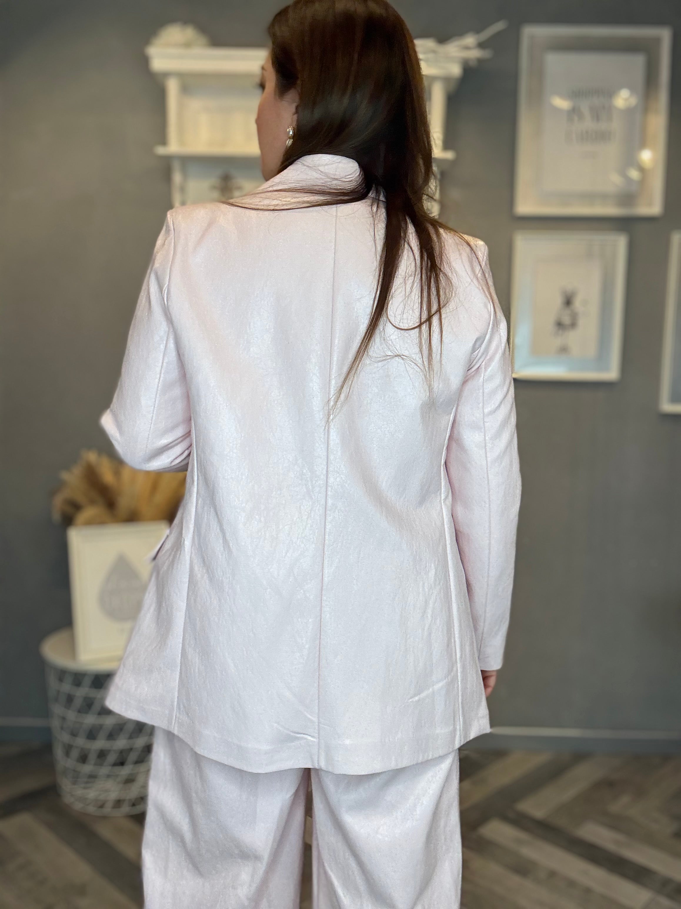 Blazer ecopelle rosa pastello