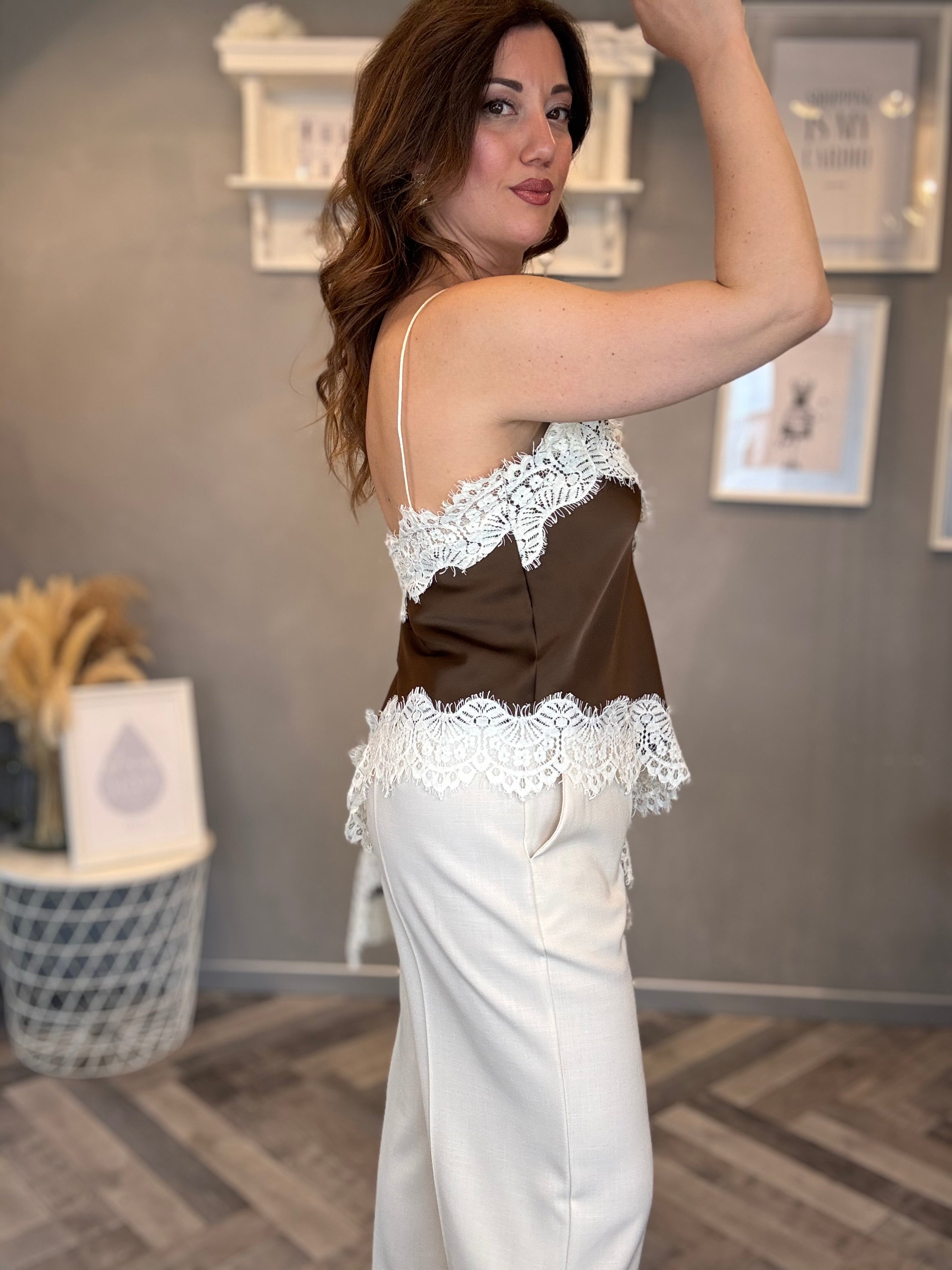 Top Soft lace cioccolato