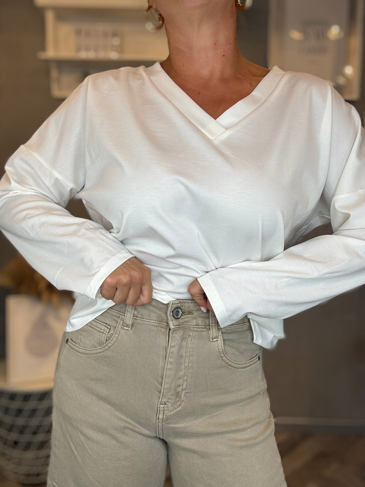 Jeans barrel soft beige
