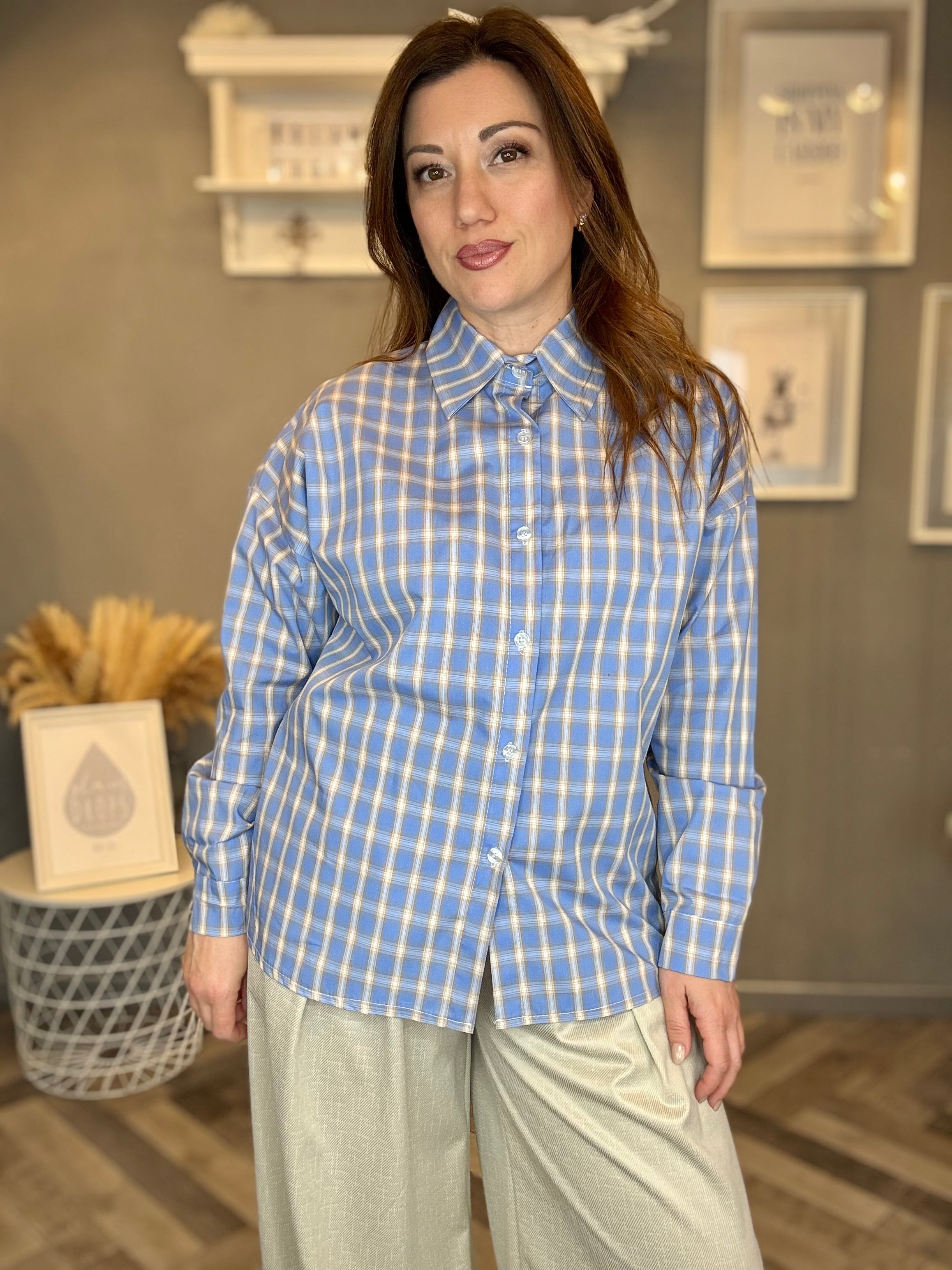 Camicia check azzurro soft