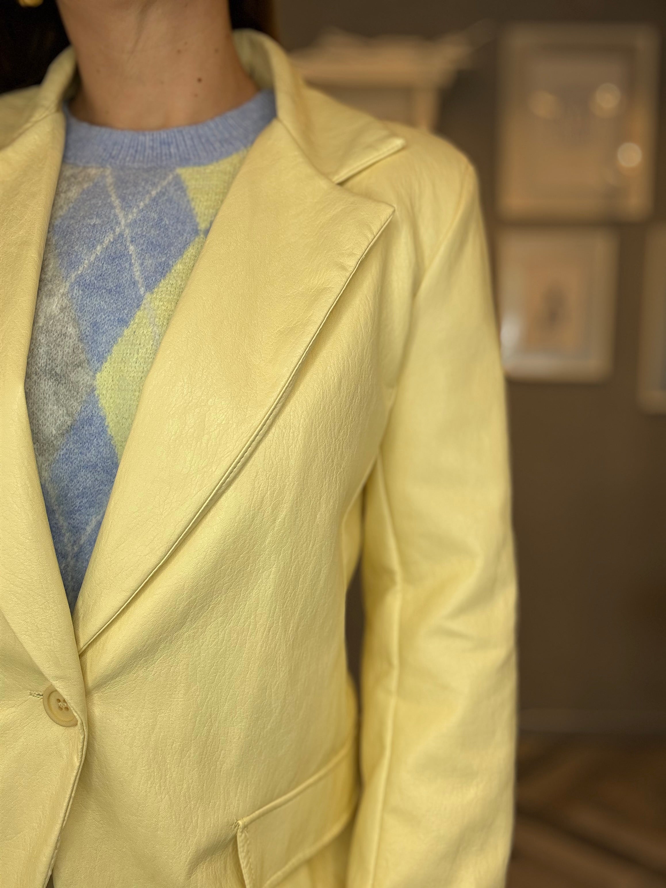 Blazer ecopelle giallo pastello