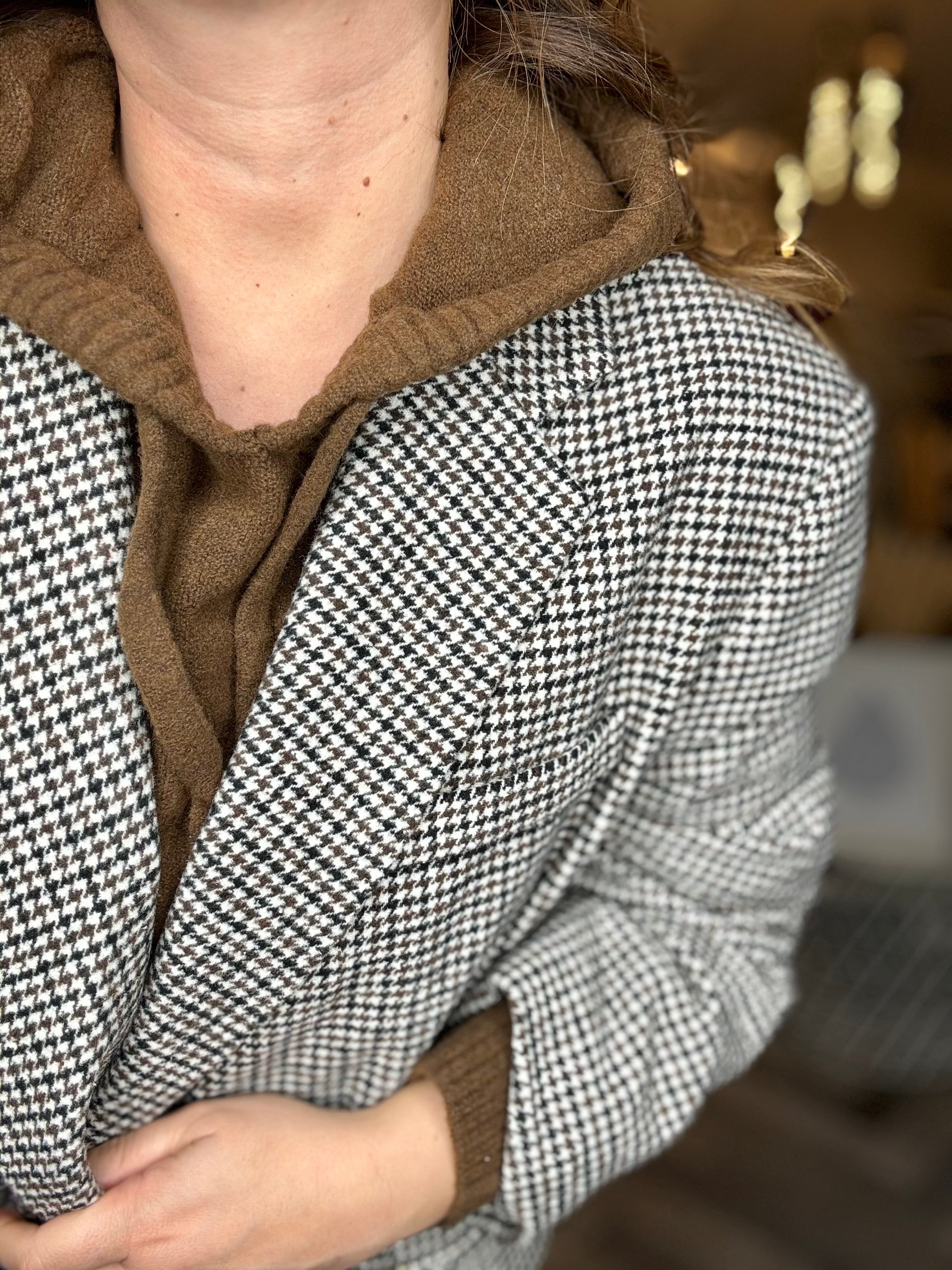 Lumina giacca cappotto over principe di Galles cioccolato