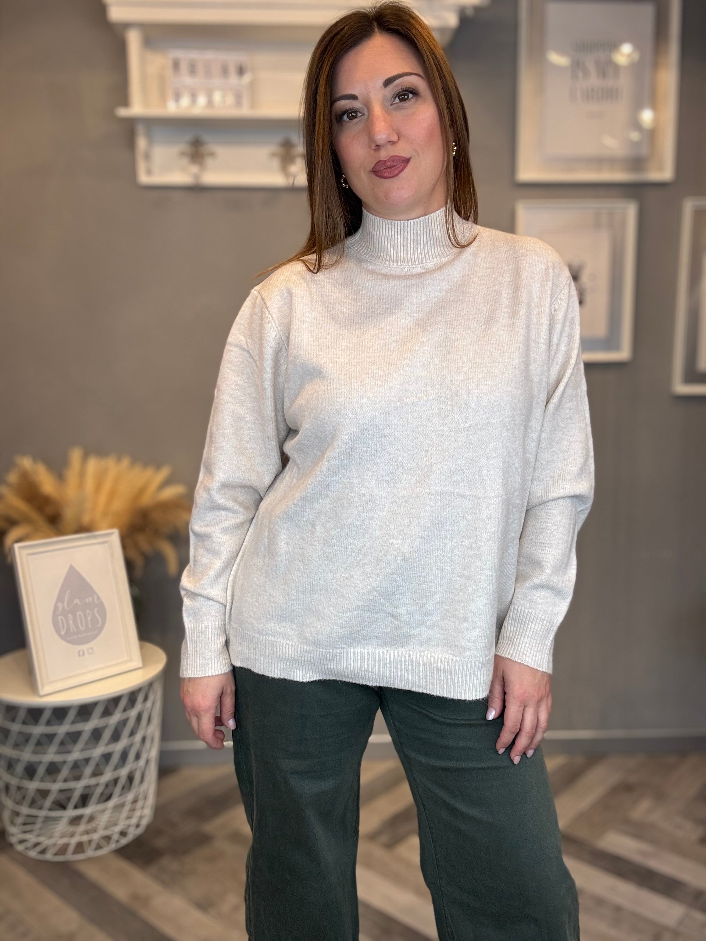 Maglioncino basic mezzo collo sabbia