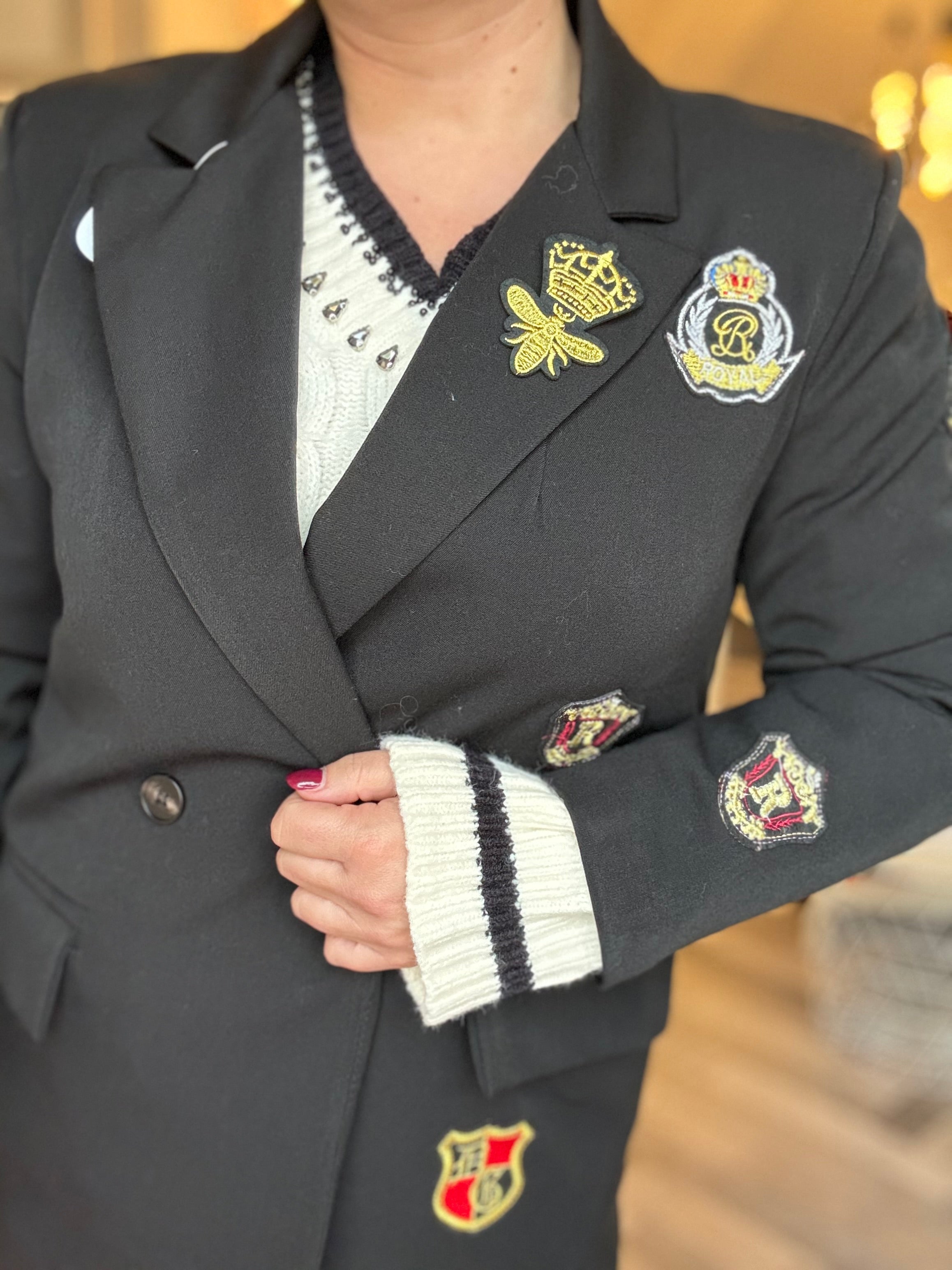 Blazer nero patch stemmi