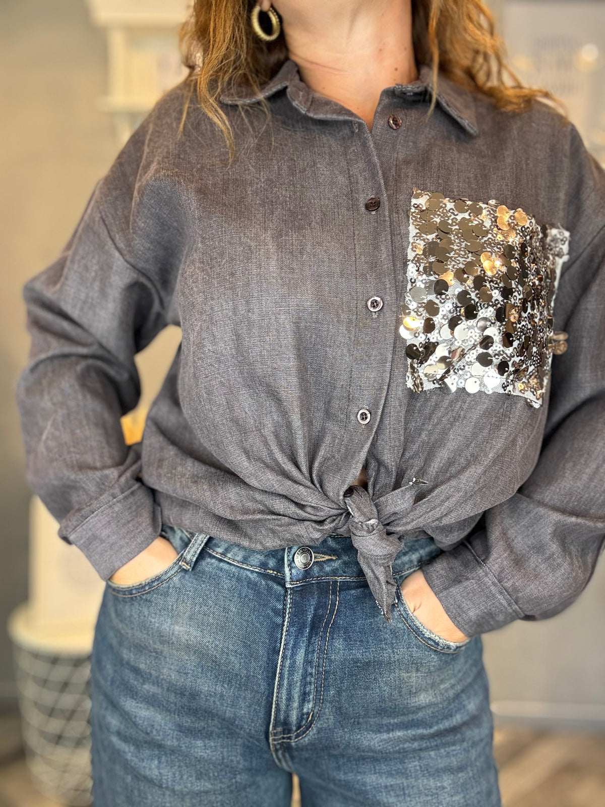 Camicia Sparkle Poket fango